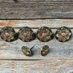 Black & Gold Sunflower Saddle Set SSW125