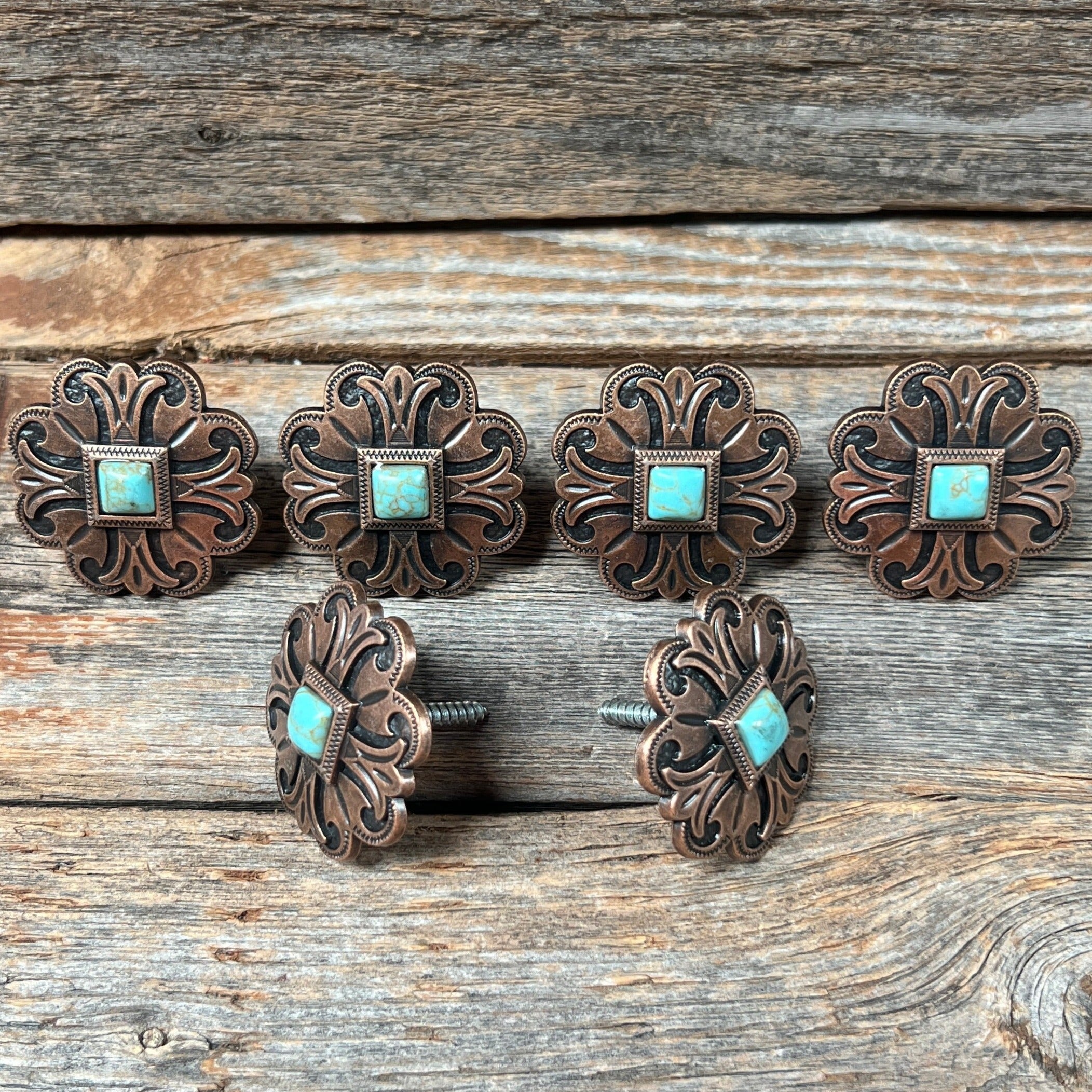 Copper Turquoise Concho Saddle Set SSW141