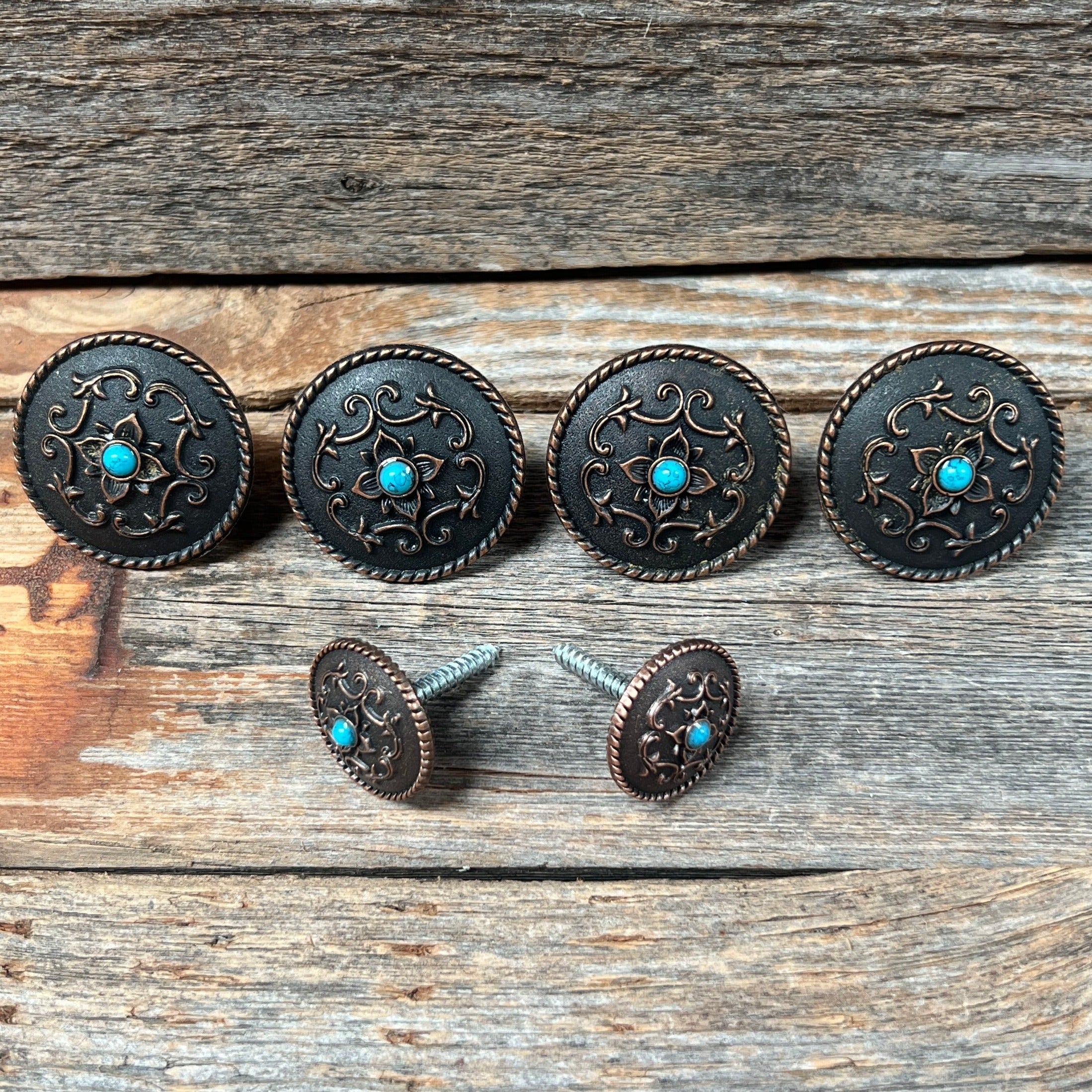 Copper Turquoise Saddle Concho Set SSW103 | Rodeo Drive