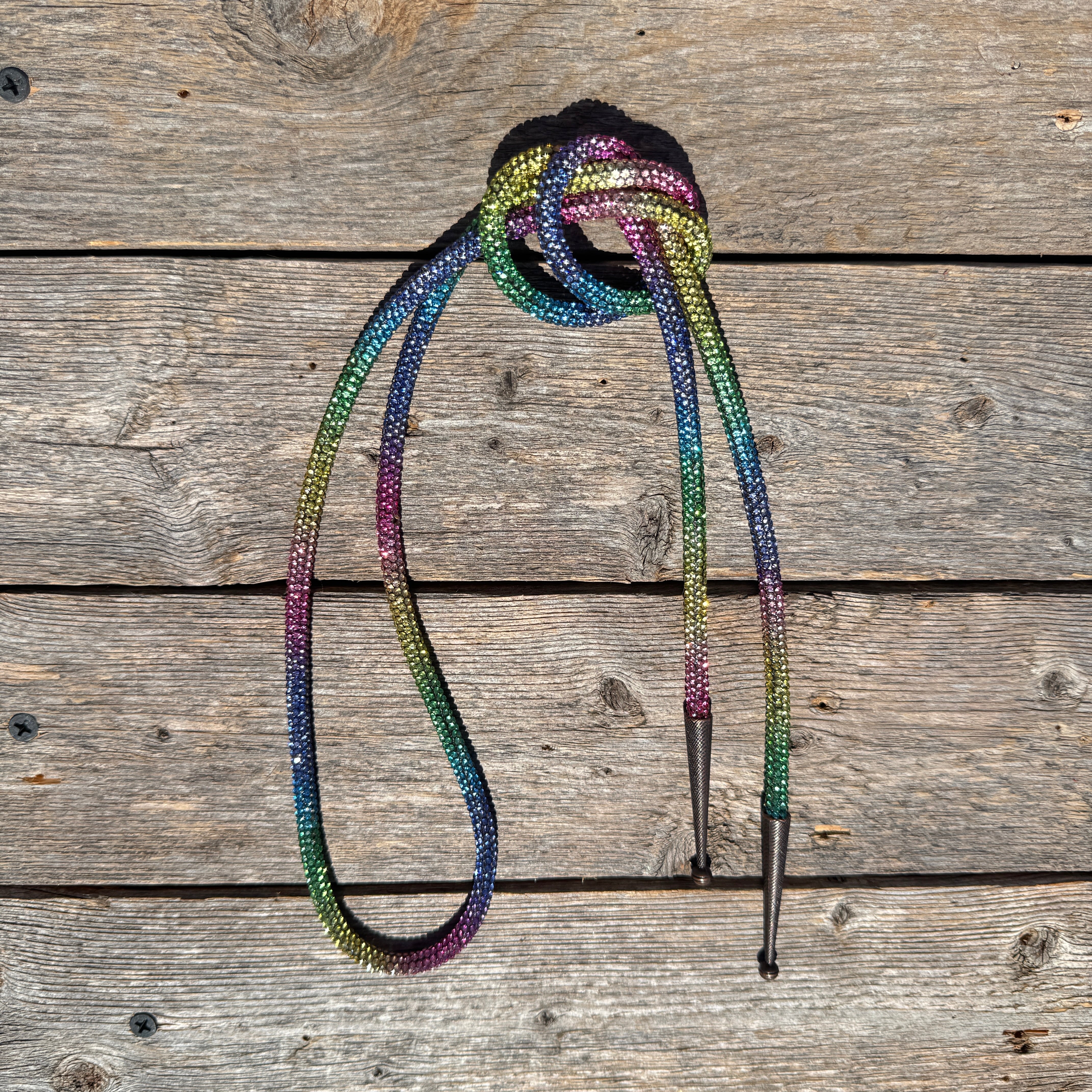 Rainbow Rhinestone Western Bolo Tie #BT103