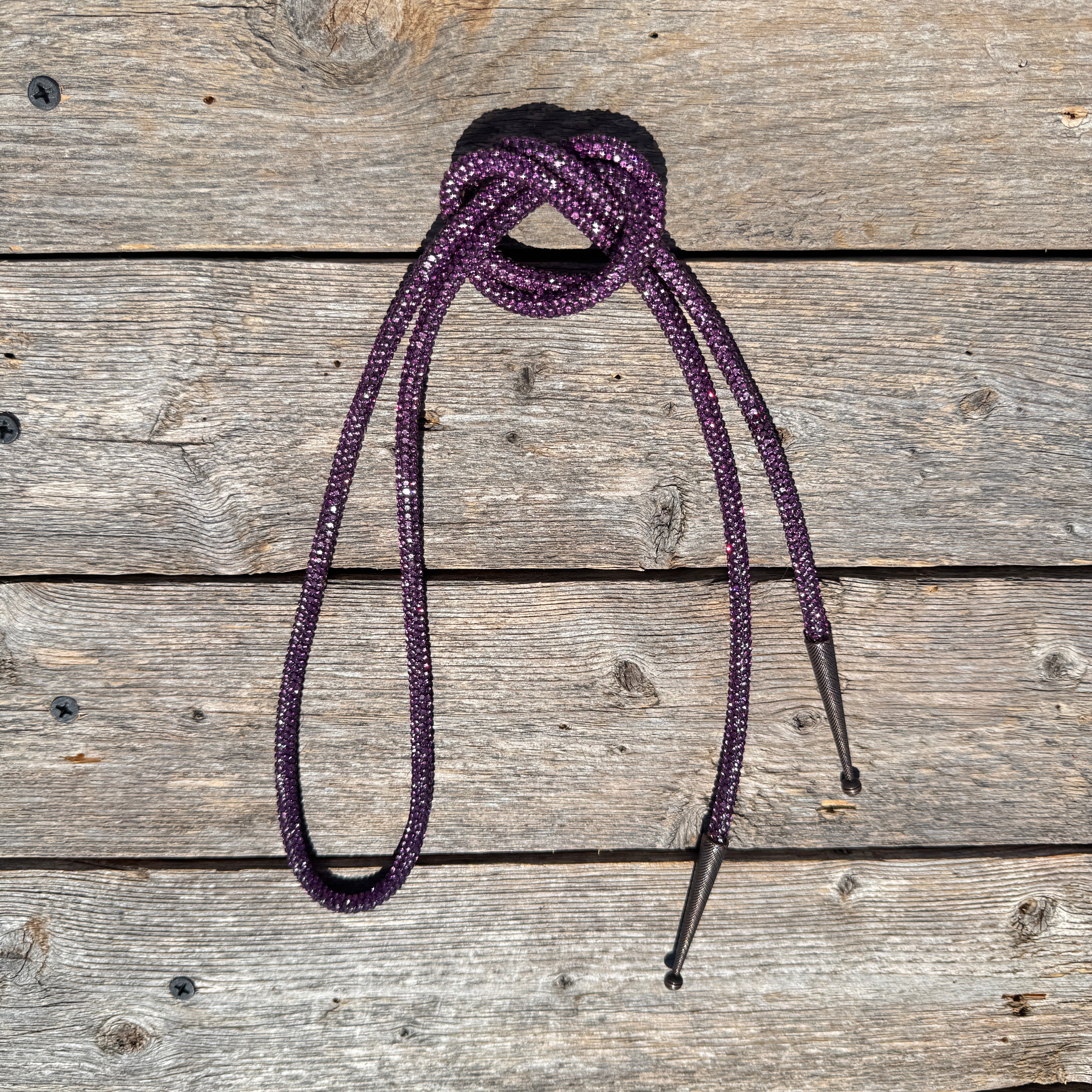 Purple Rhinestone Western Bolo Tie #BT104