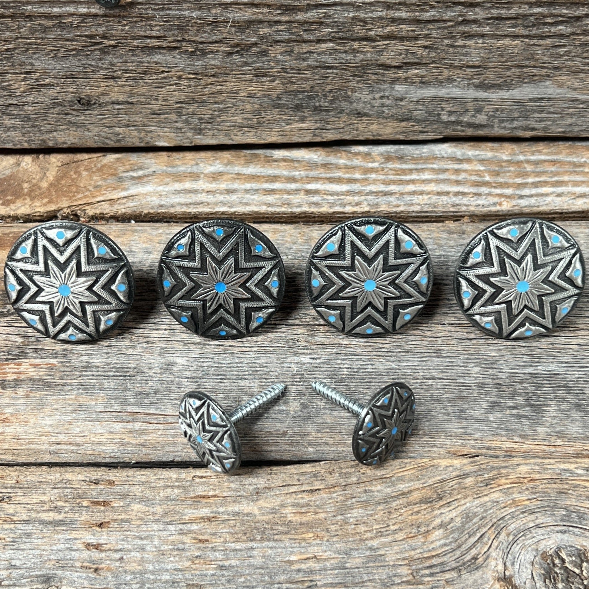 Starburst Antique Silver Turquoise Saddle Set SSW214