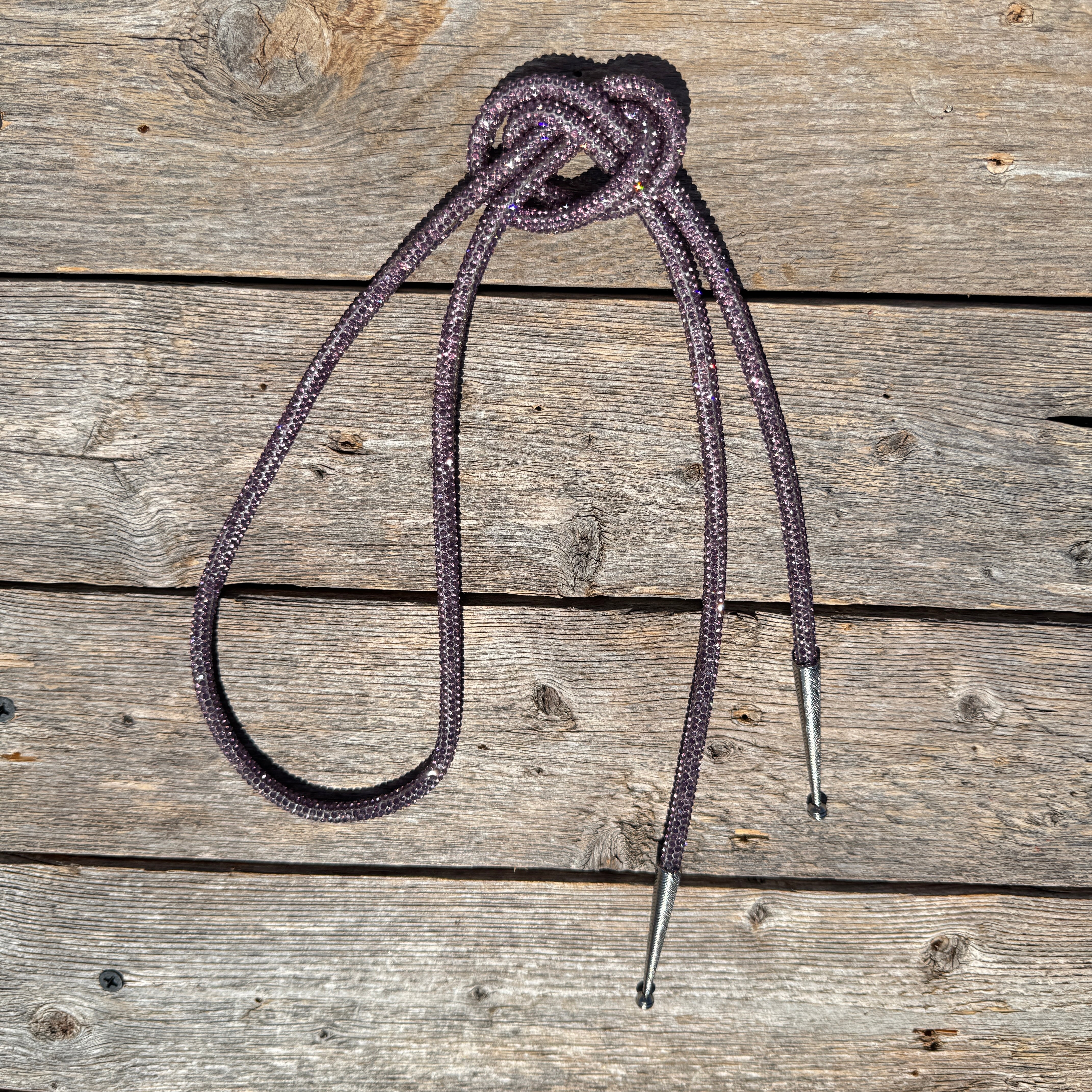 Dusty Rose Rhinestone Western Bolo Tie #BT106