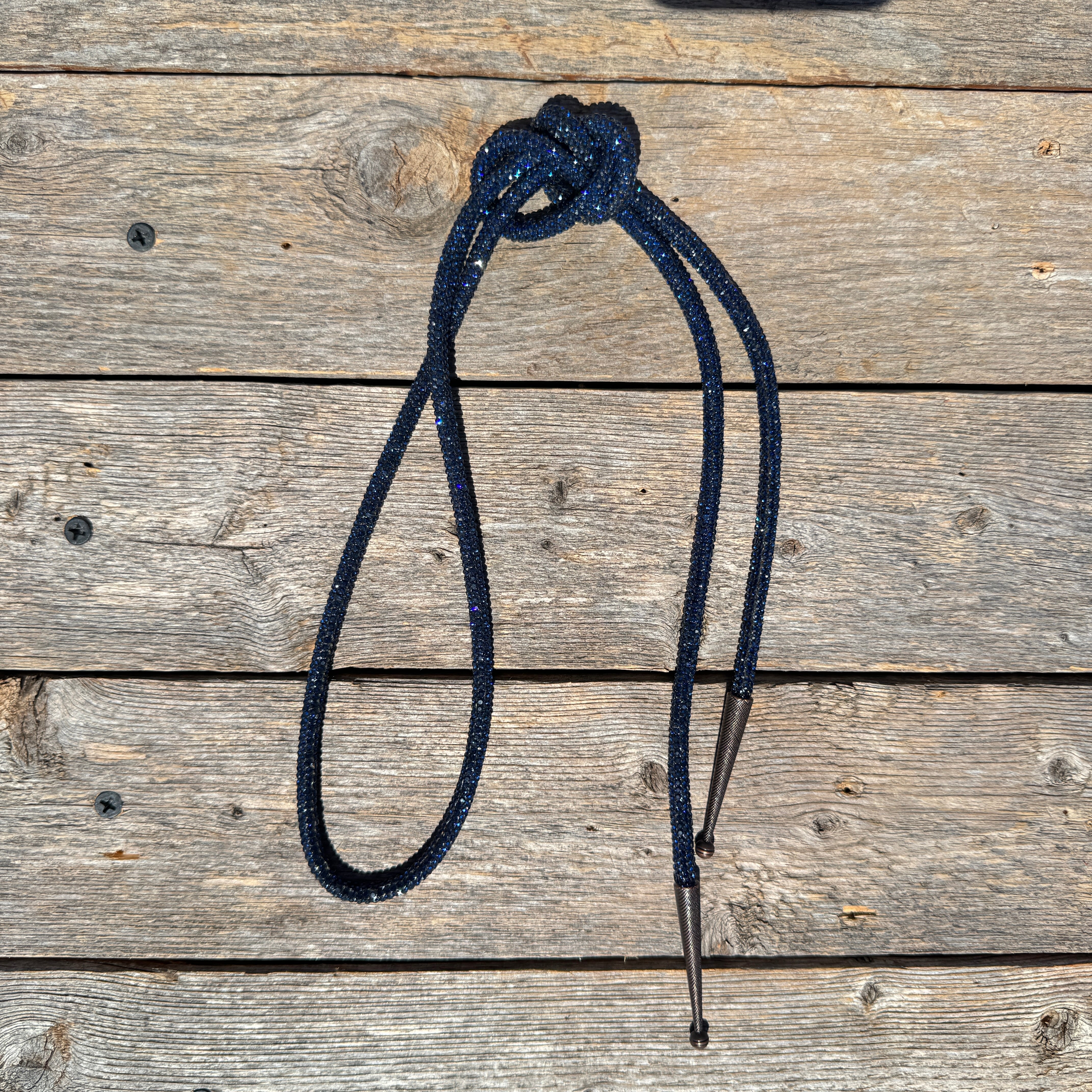 Navy Rhinestone Western Bolo Tie #BT110