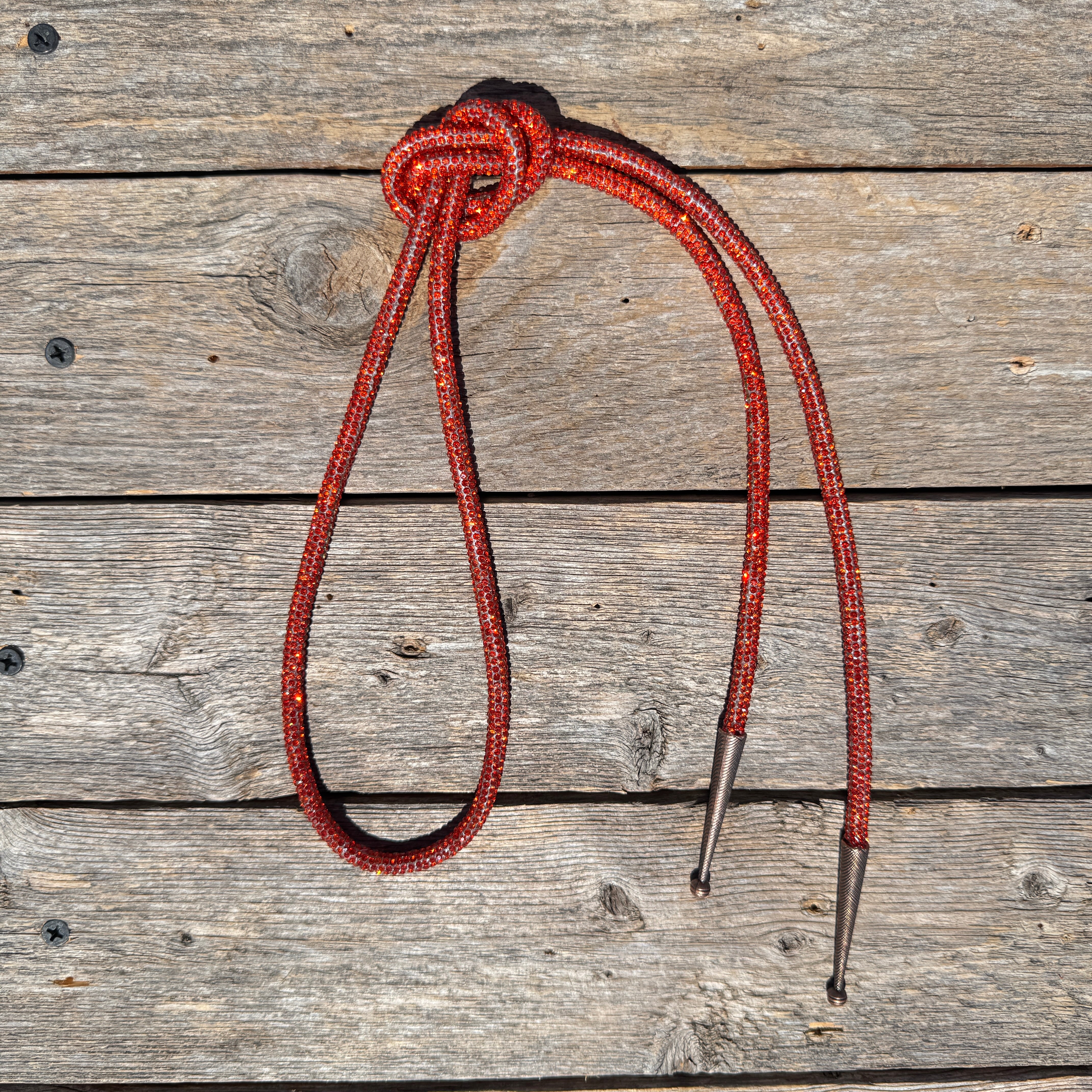 Orange Rhinestone Western Bolo Tie #BT111