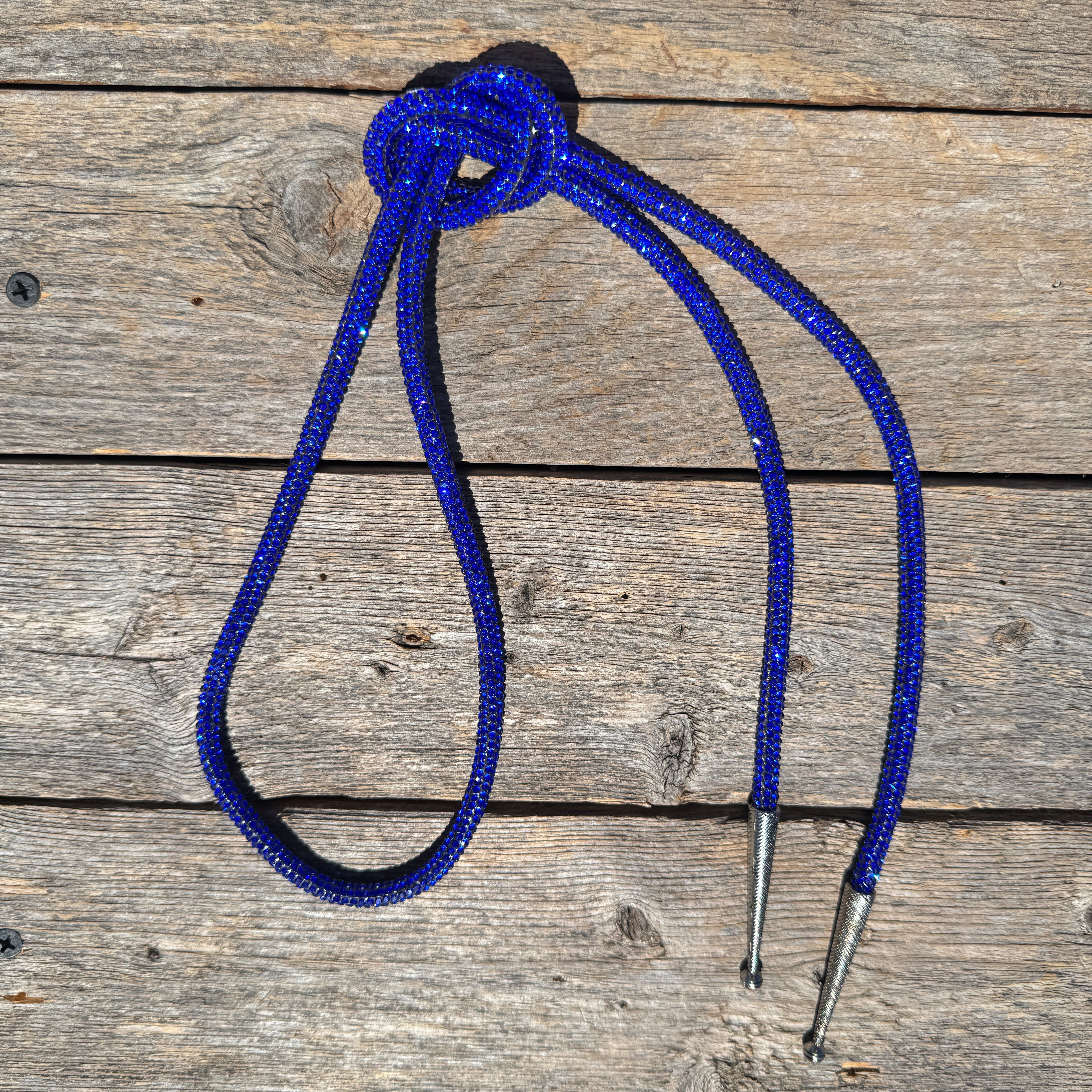 Cobalt Rhinestone Western Bolo Tie #BT112