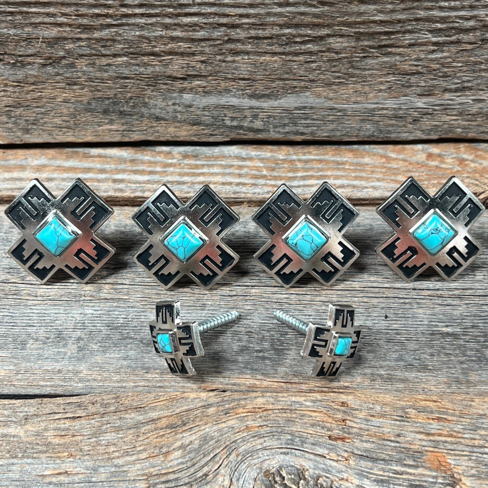 Southwest Antique Silver Turquoise Saddle Set SSW201