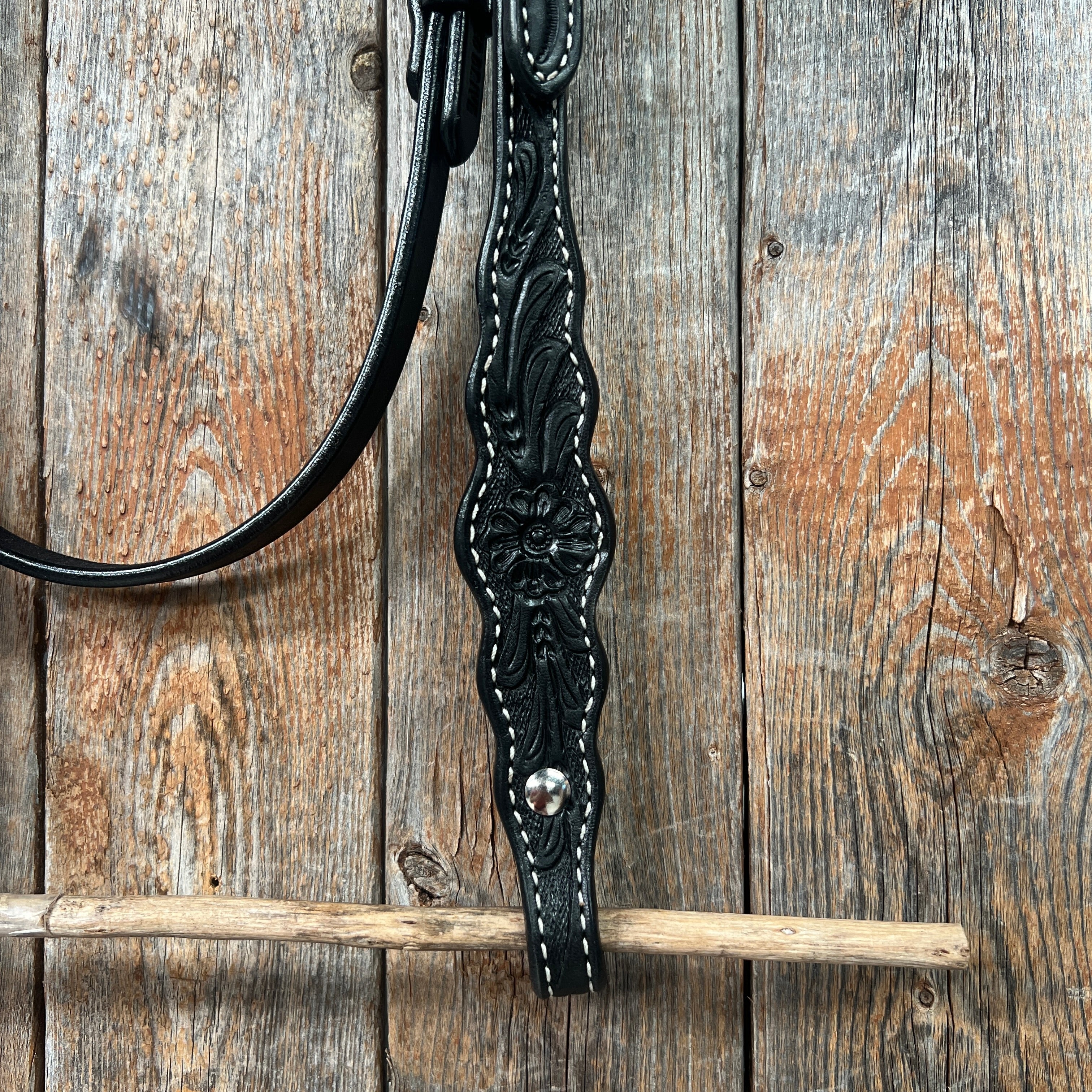 Floral Scalloped Black Browband Headstall / Bridle