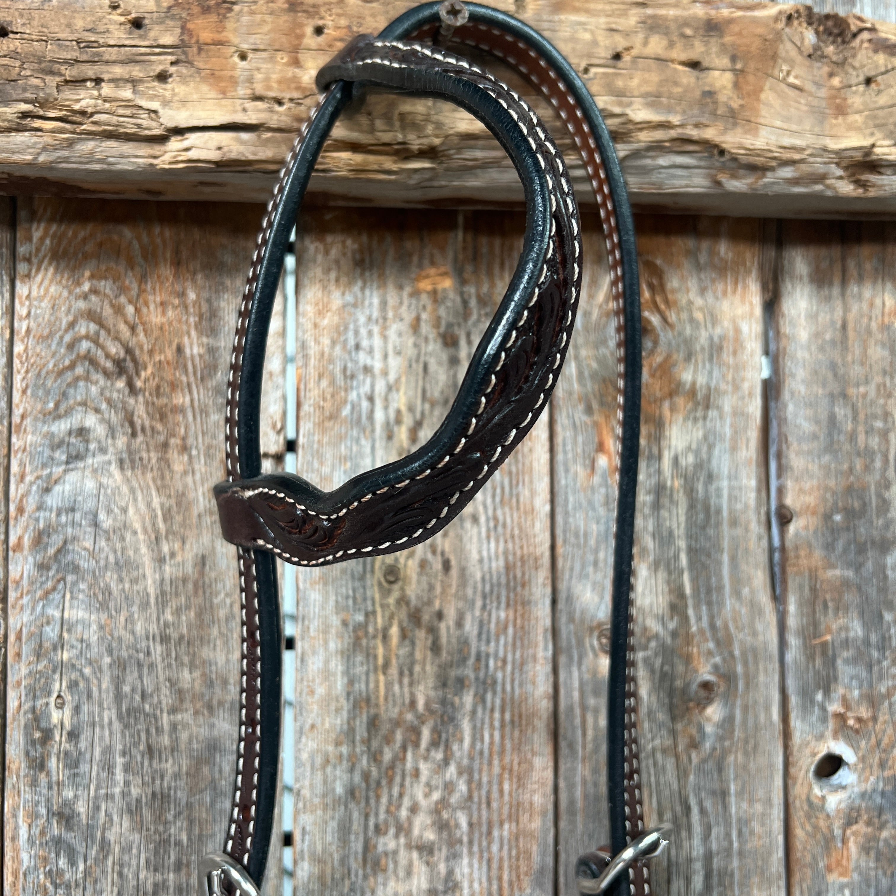 Floral Scalloped Dark Oil One Ear Headstall / Bridle