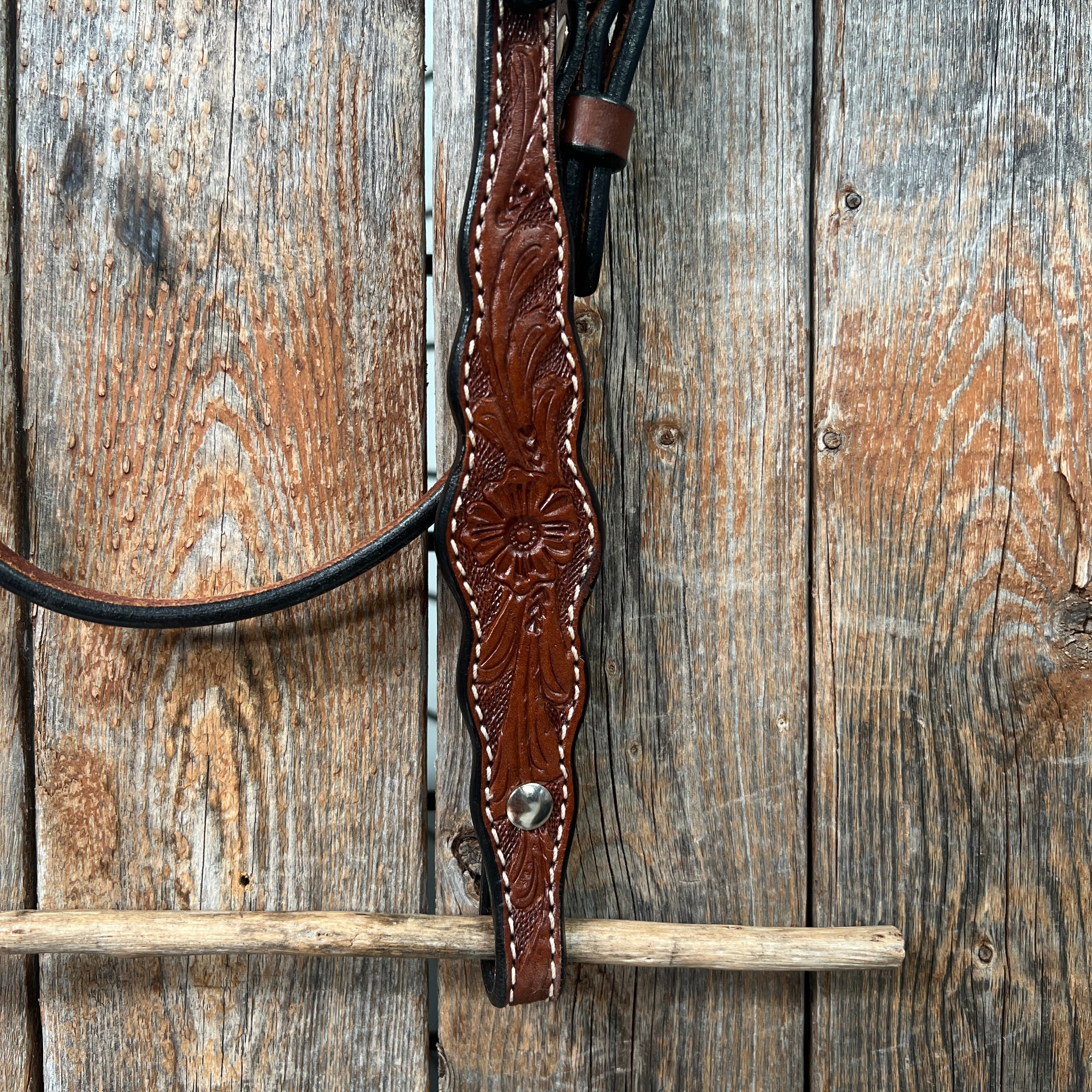 Floral Scalloped Medium Oil Browband Headstall / Bridle