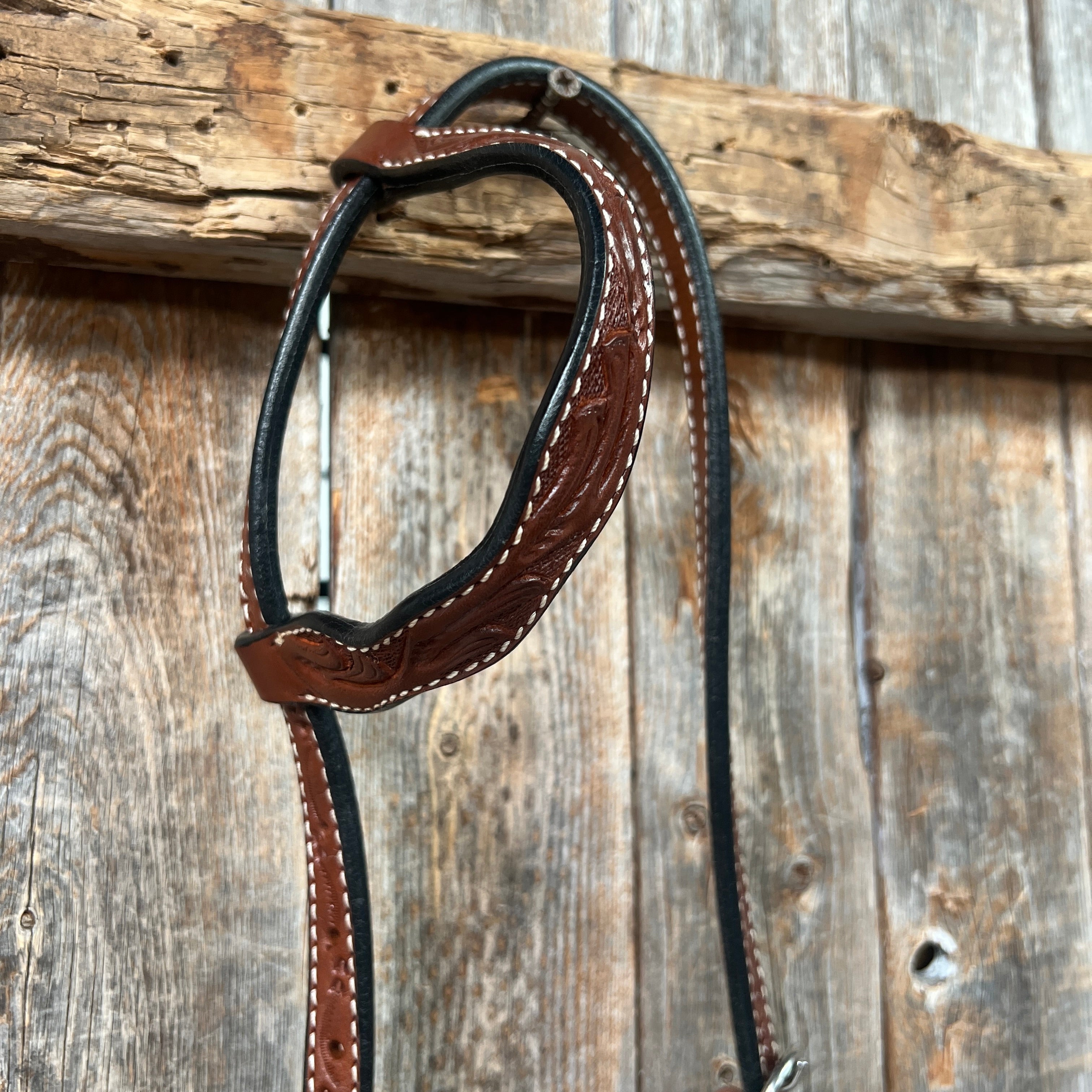 Floral Scalloped Medium Oil One Ear Headstall / Bridle