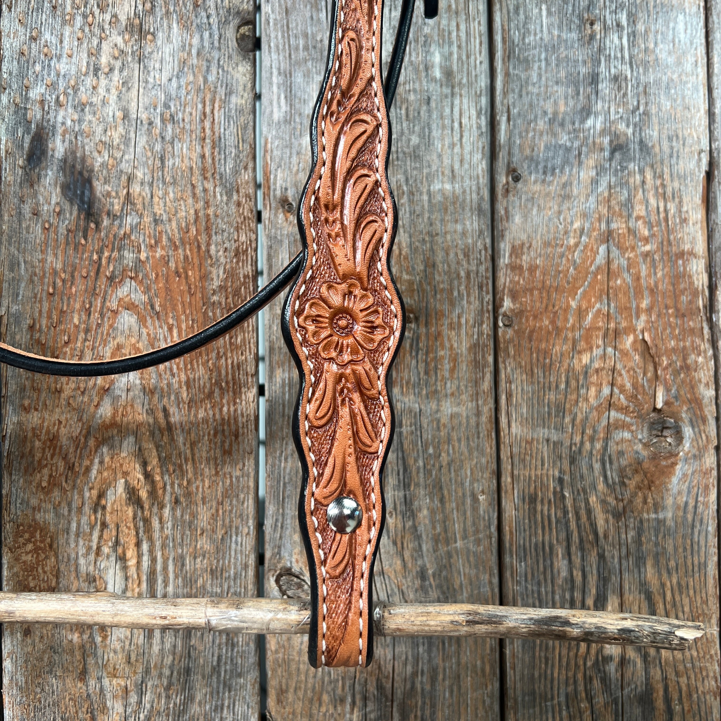 Floral Scalloped Light Oil Browband Headstall / Bridle