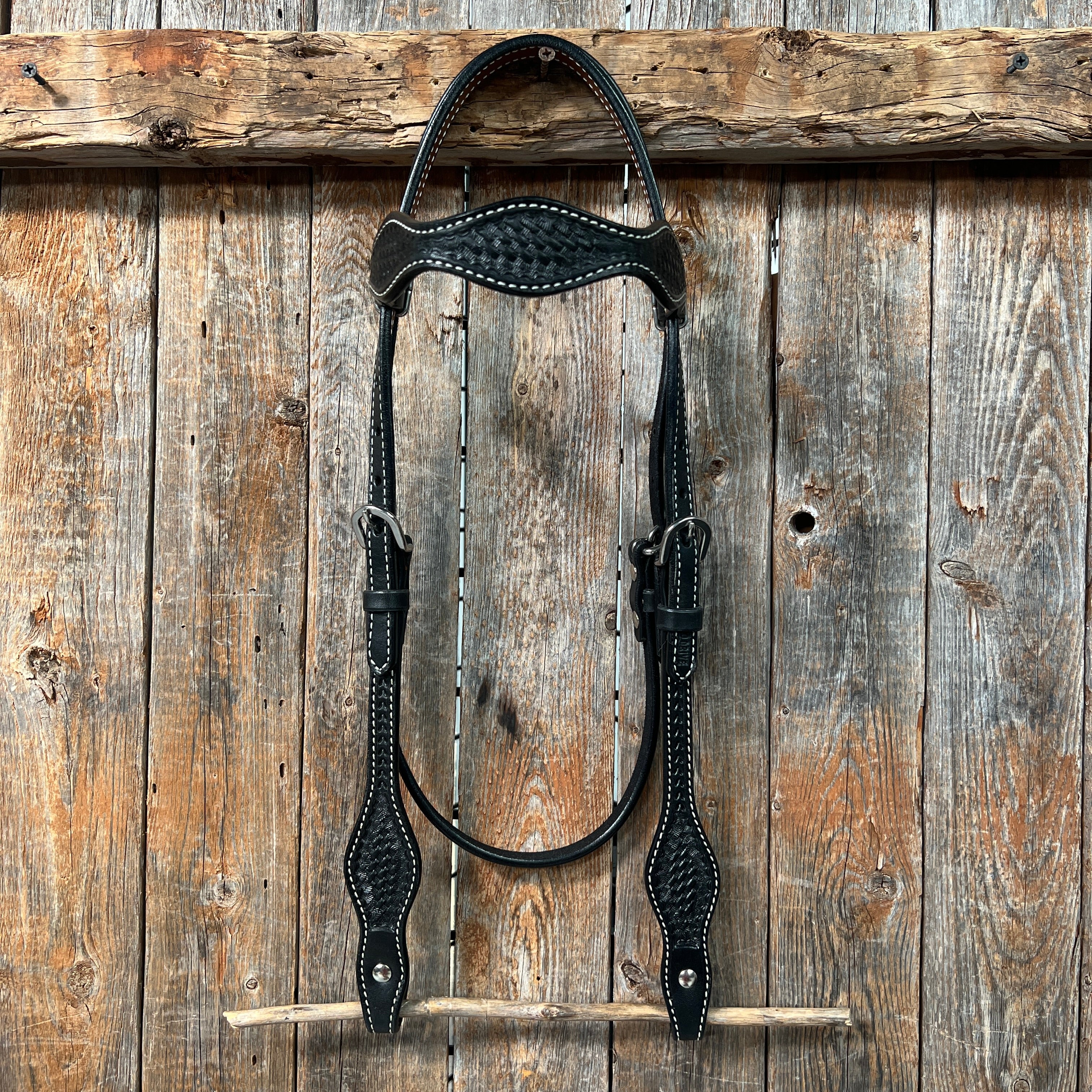 Basketweave Black Browband Headstall / Bridle