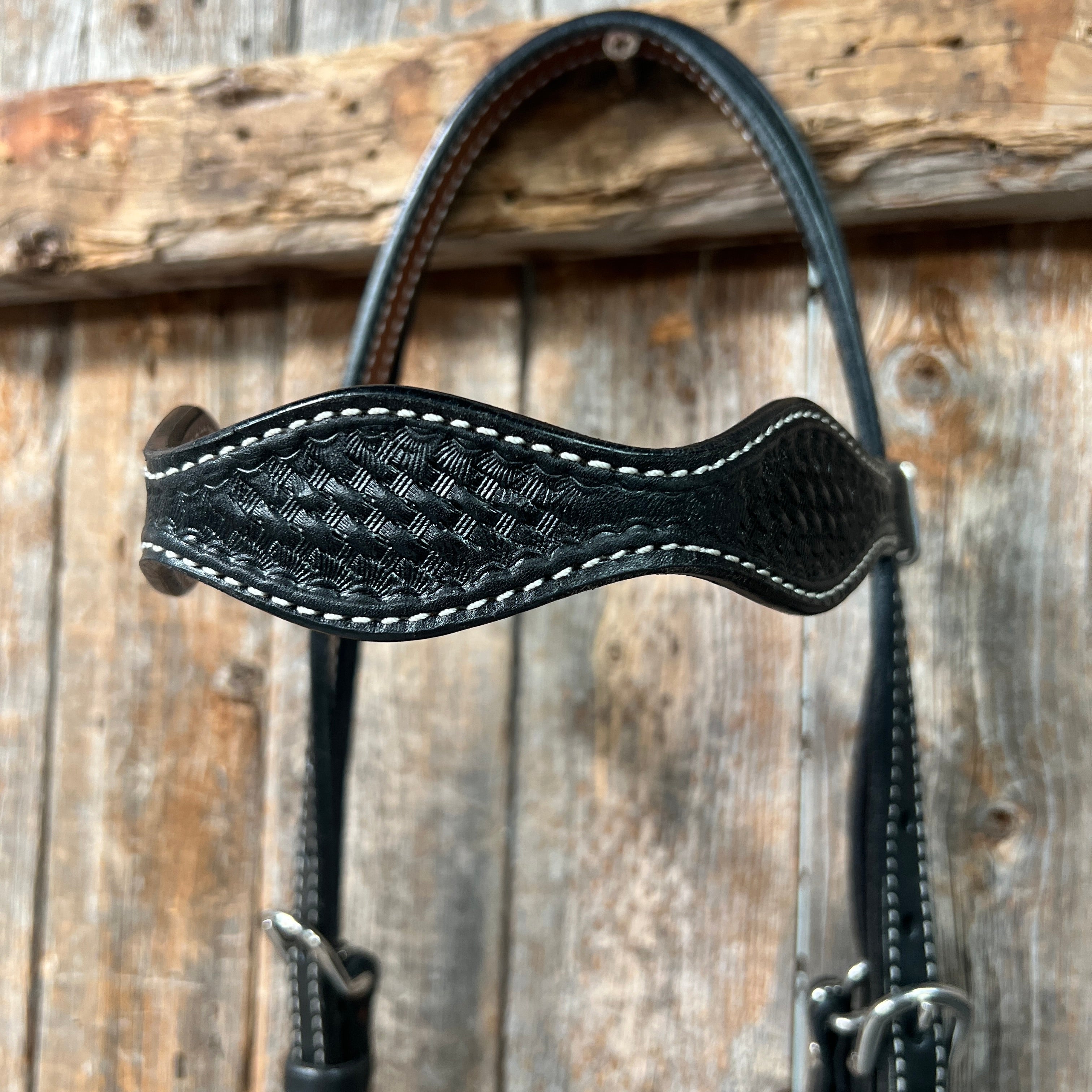 Basketweave Black Browband Headstall / Bridle