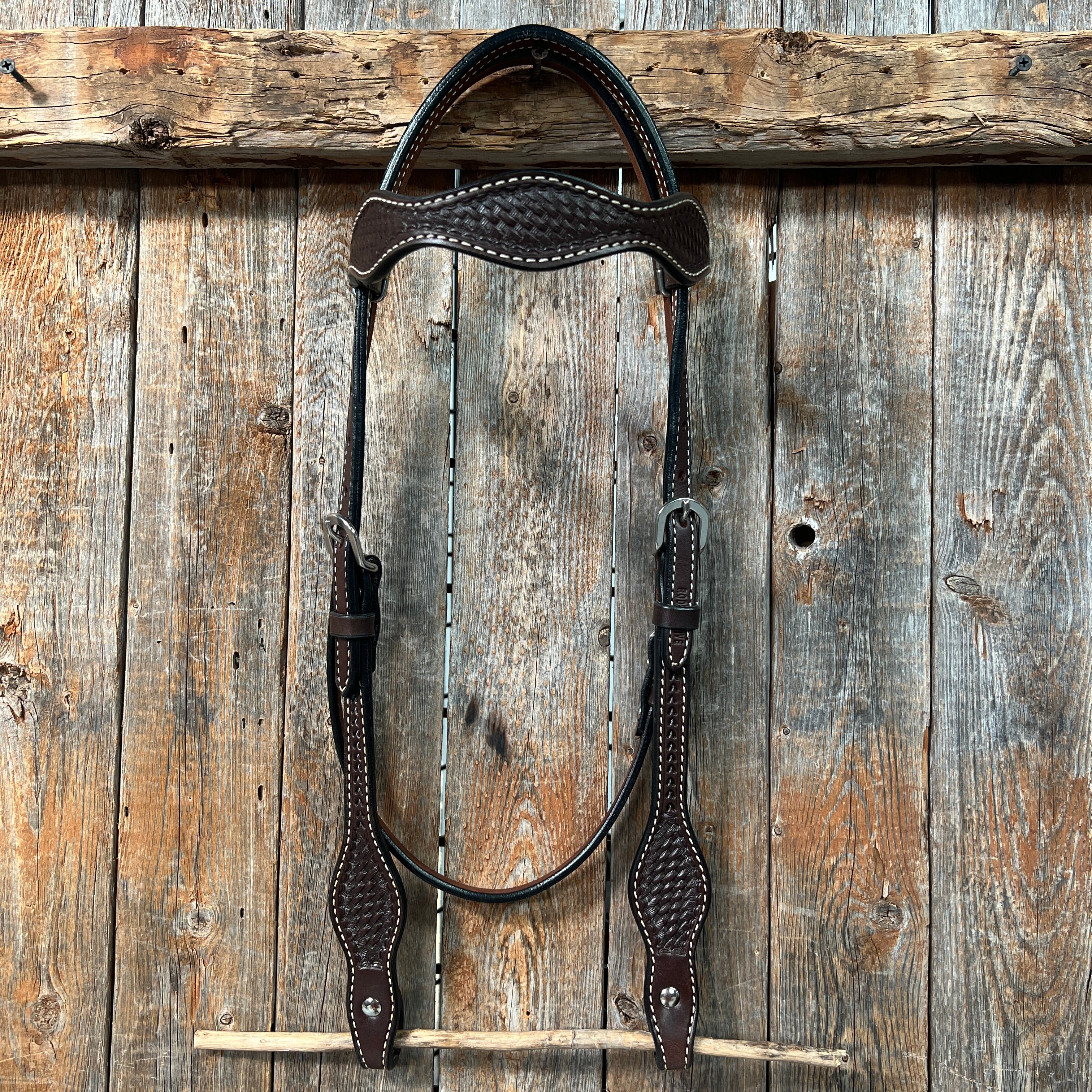 Basketweave Dark Oil Browband Headstall / Bridle