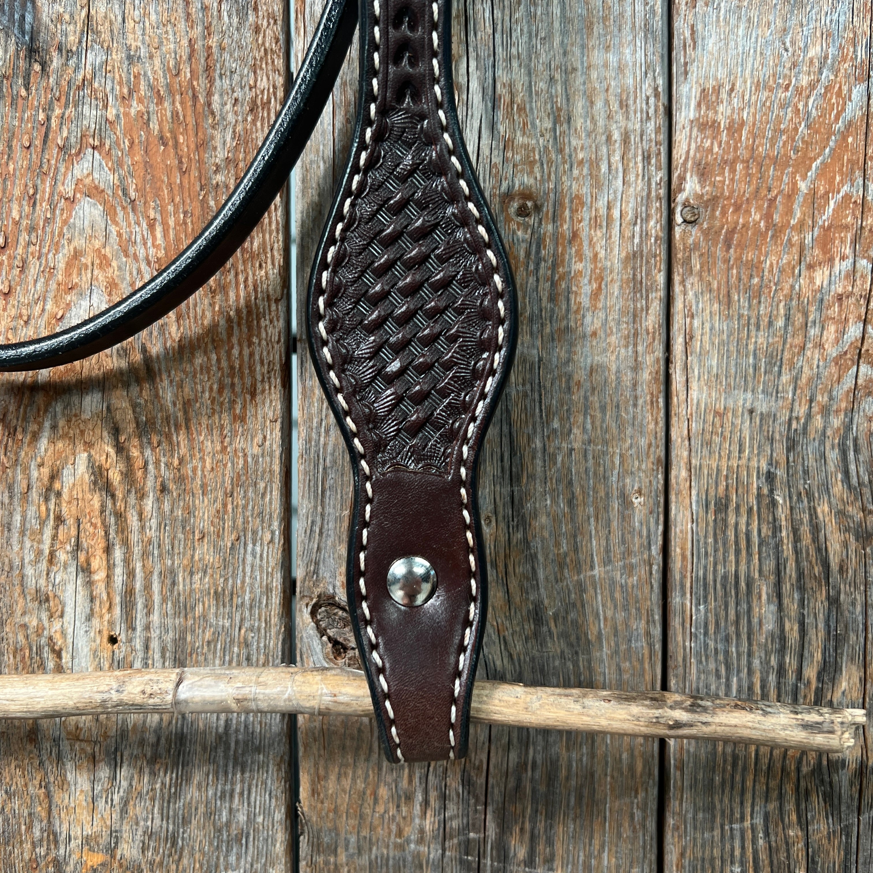 Basketweave Dark Oil Browband Headstall / Bridle