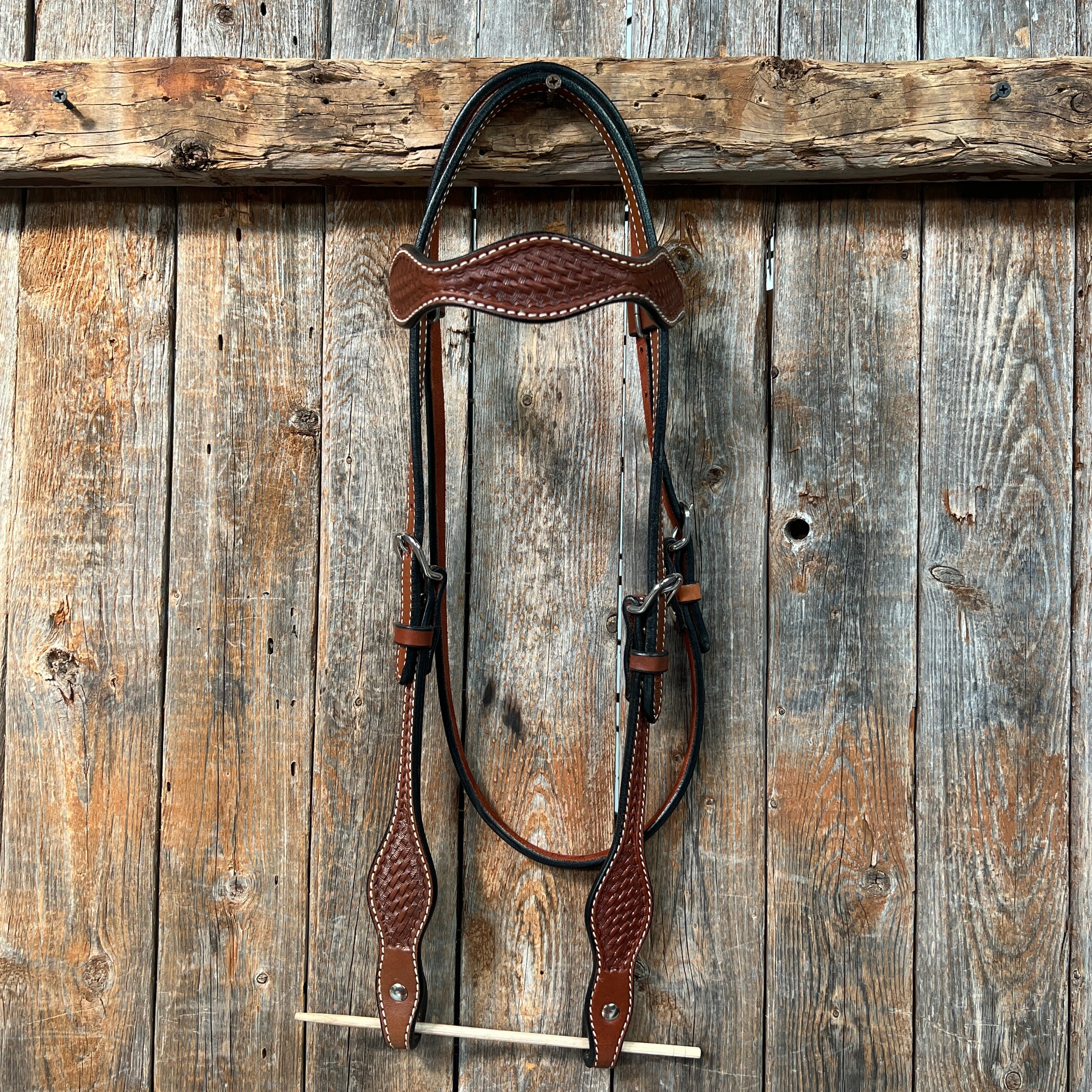 Basketweave Medium Oil Browband Headstall / Bridle