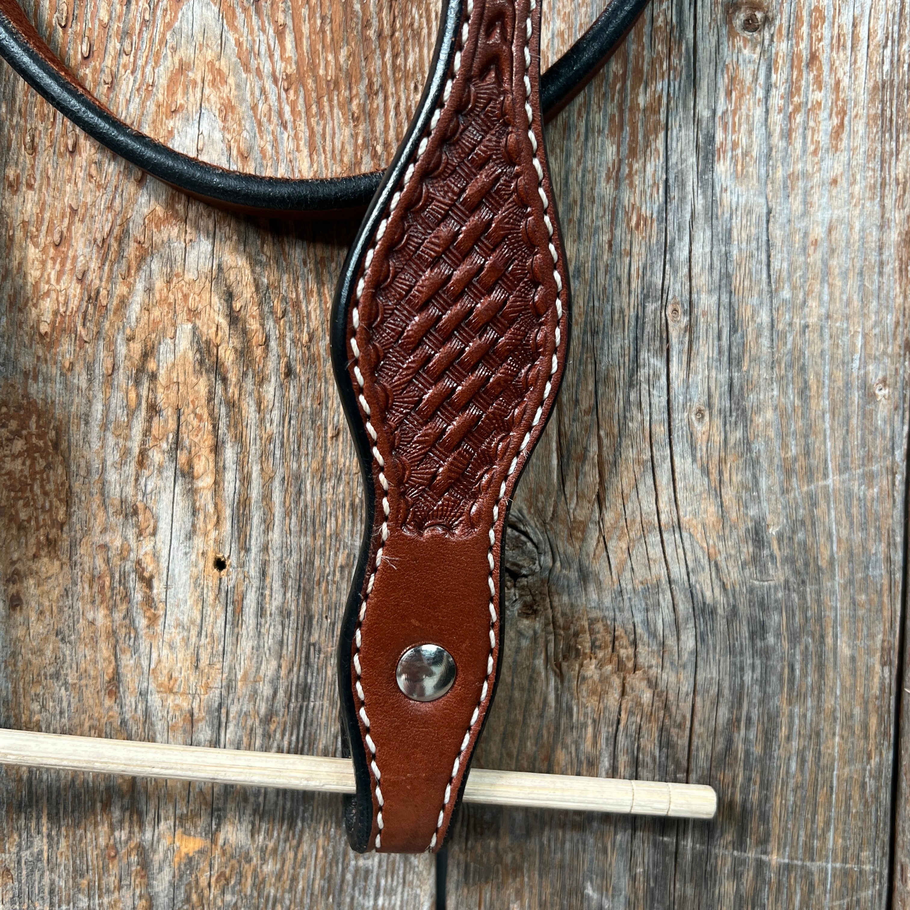 Basketweave Medium Oil Browband Headstall / Bridle