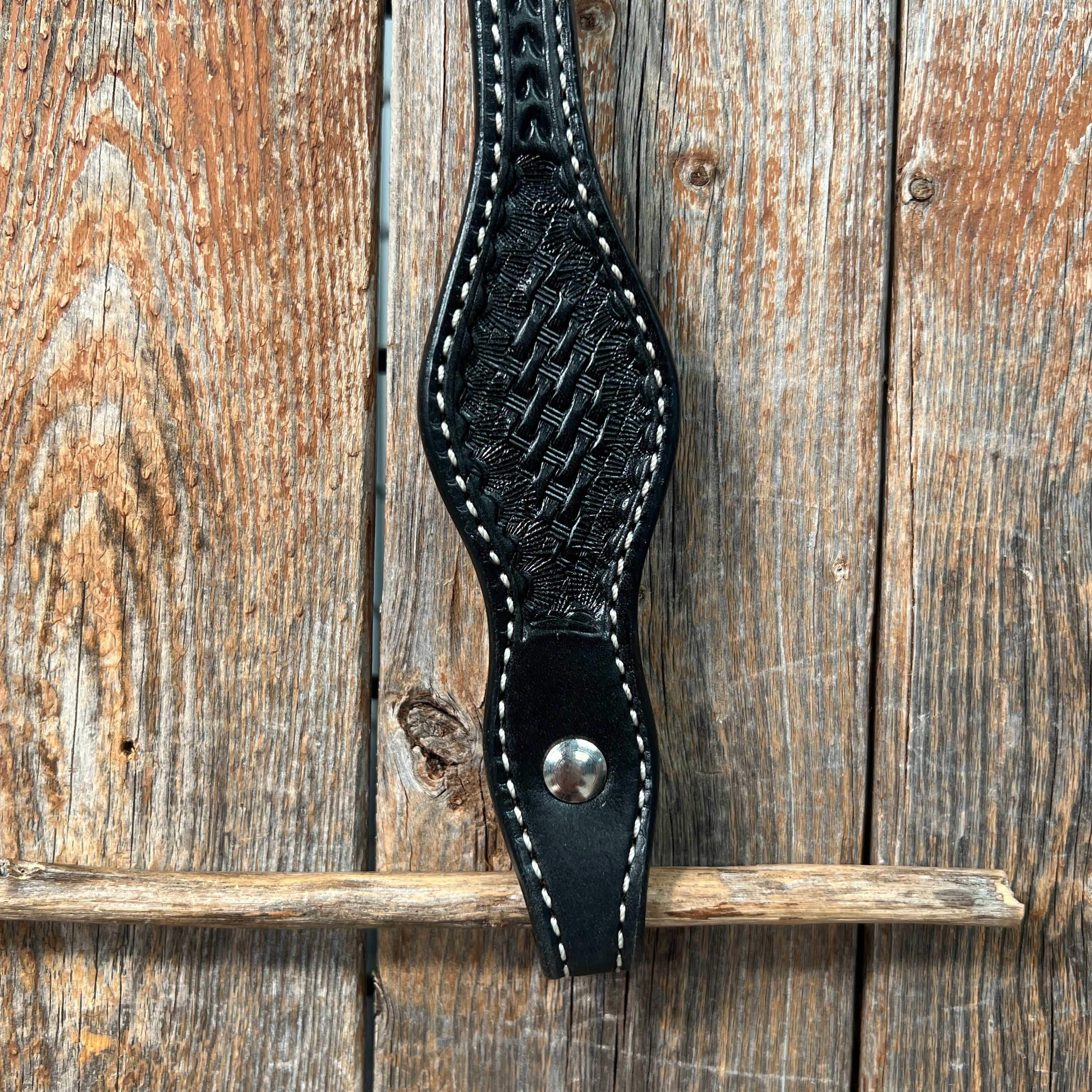Basketweave Black One Ear Headstall / Bridle