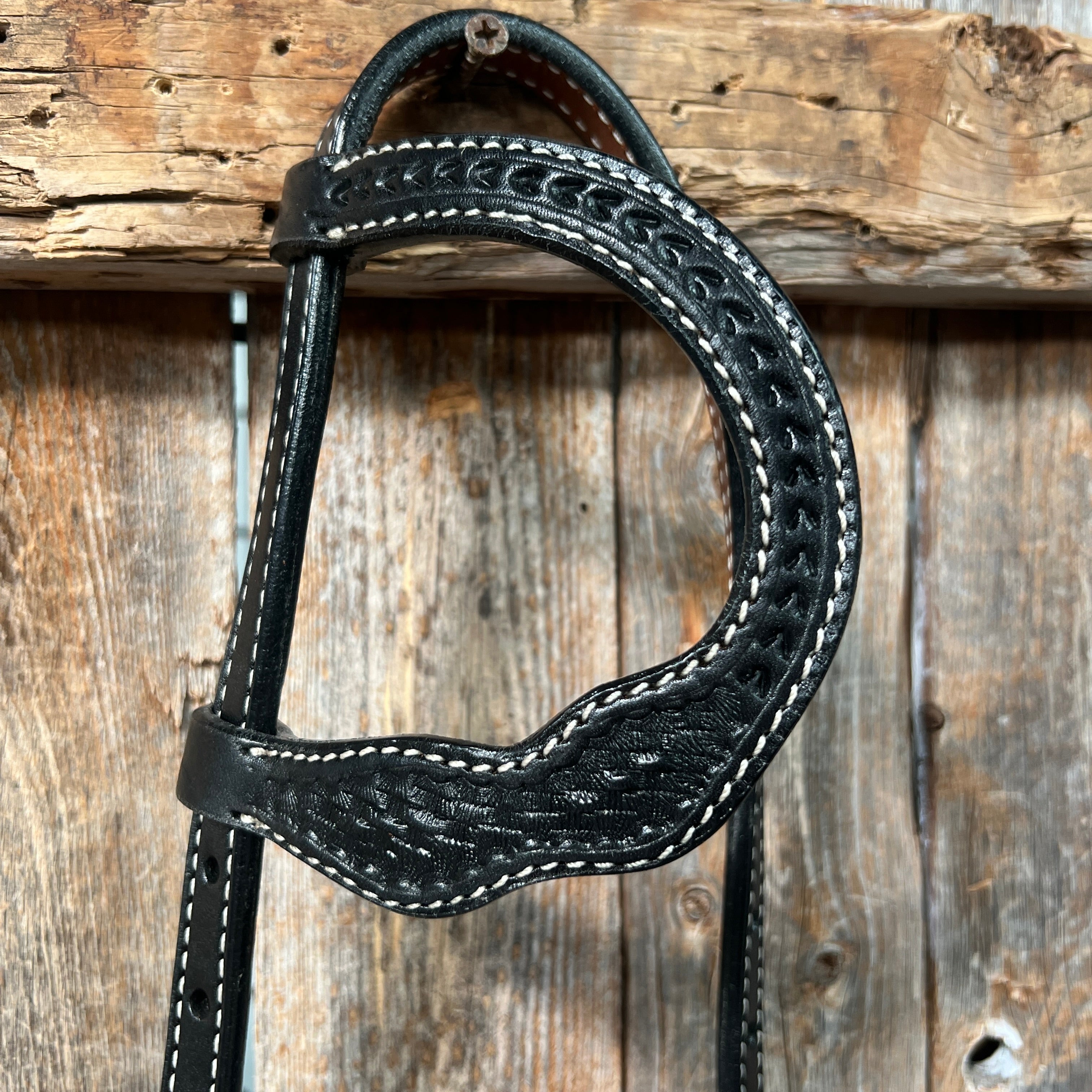 Basketweave Black One Ear Headstall / Bridle