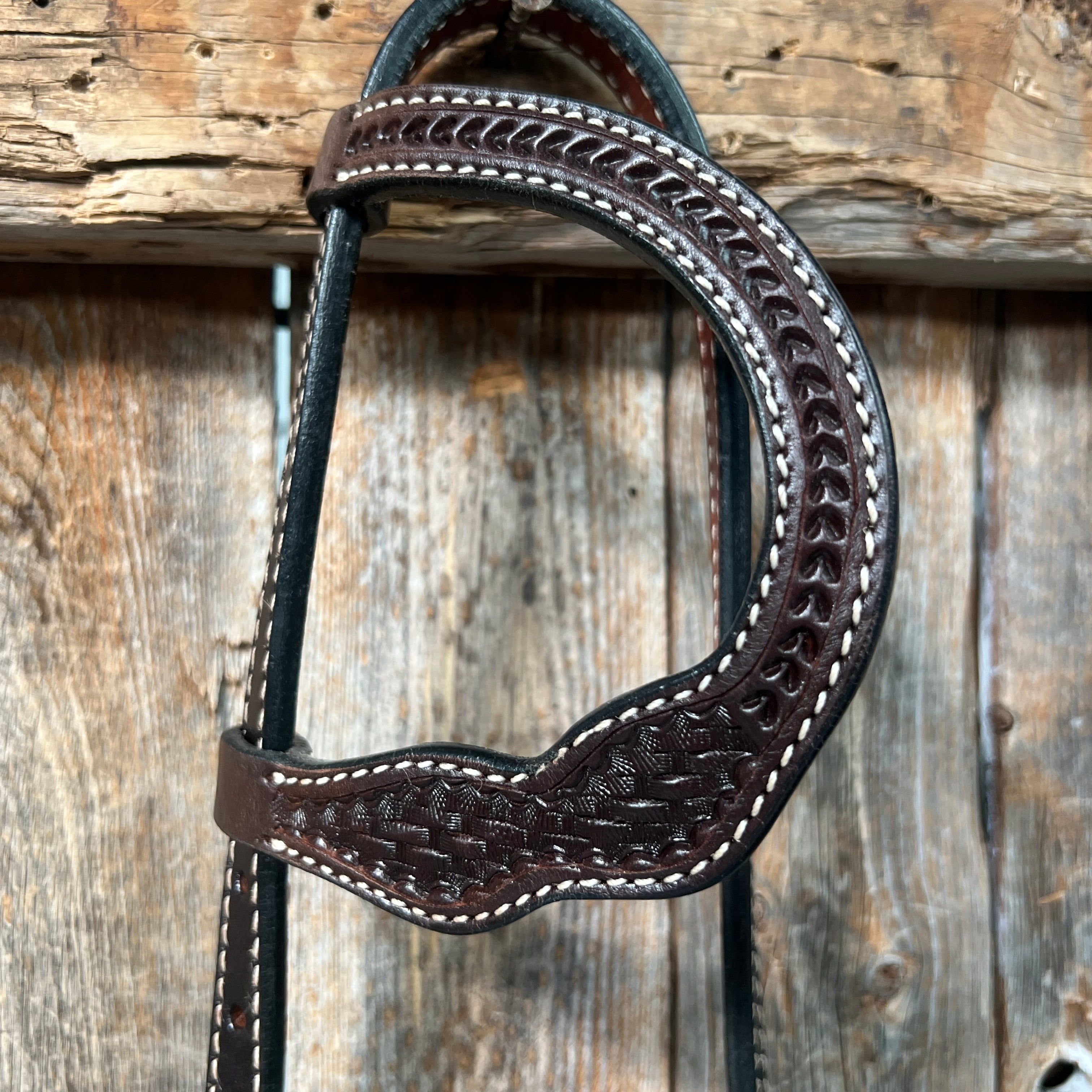 Basketweave Dark Oil One Ear Headstall / Bridle
