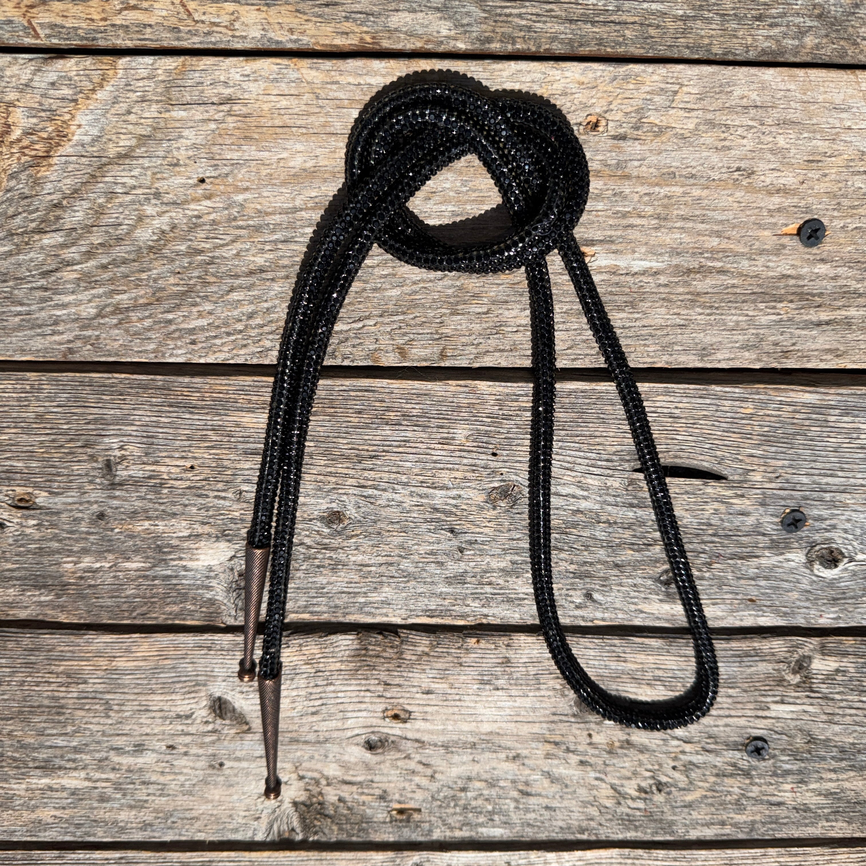 Black Rhinestone Western Bolo Tie #BT119