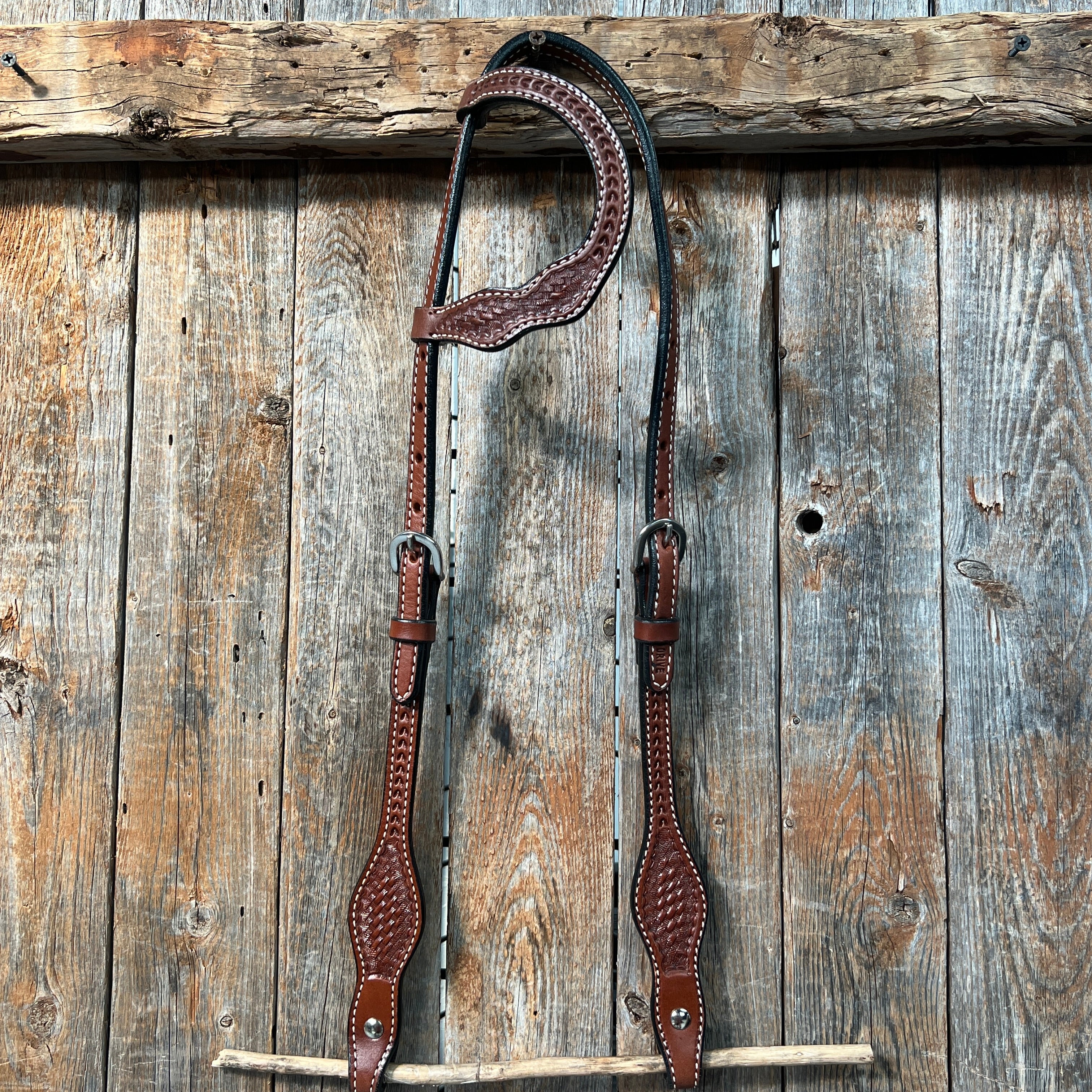 Basketweave Medium Oil One Ear Headstall / Bridle