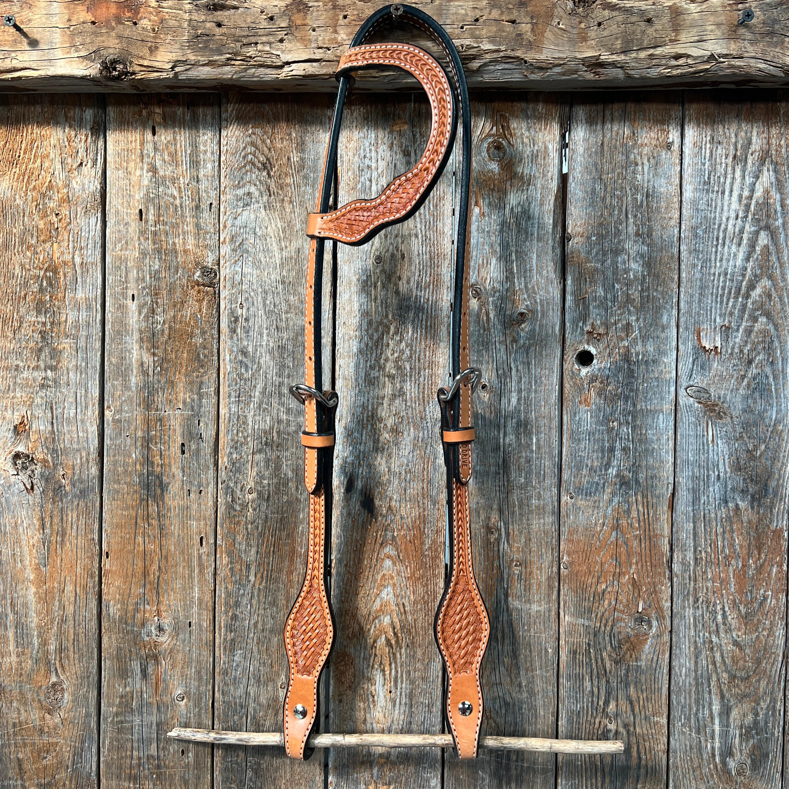 Basketweave Light Oil One Ear Headstall / Bridle