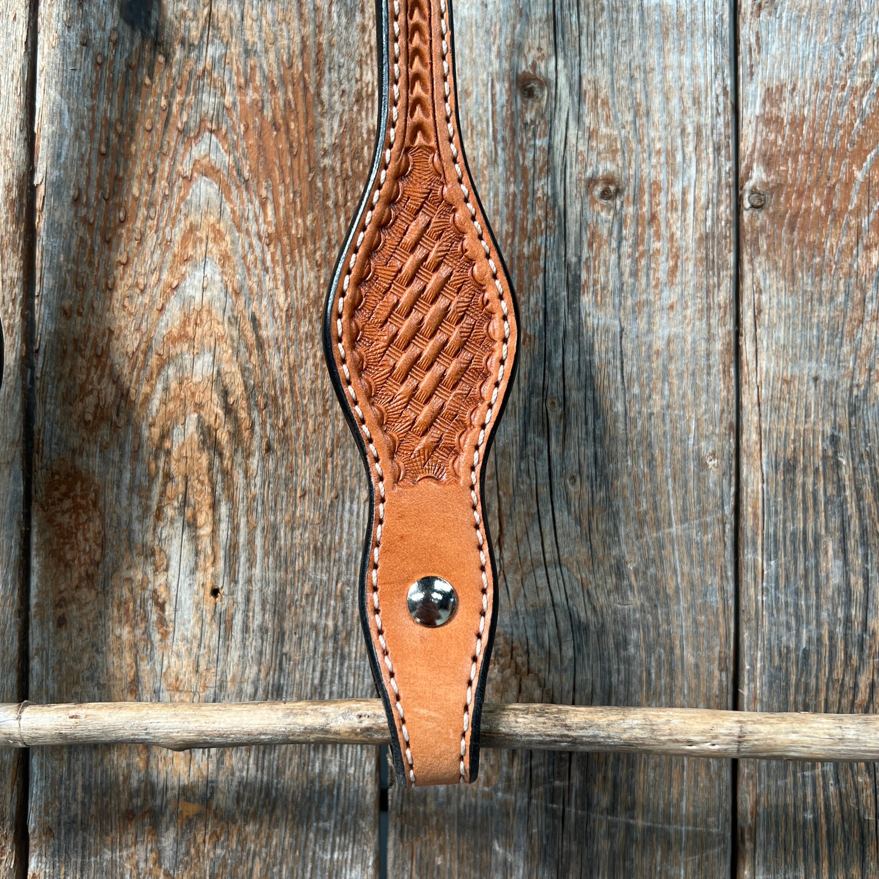 Basketweave Light Oil One Ear Headstall / Bridle