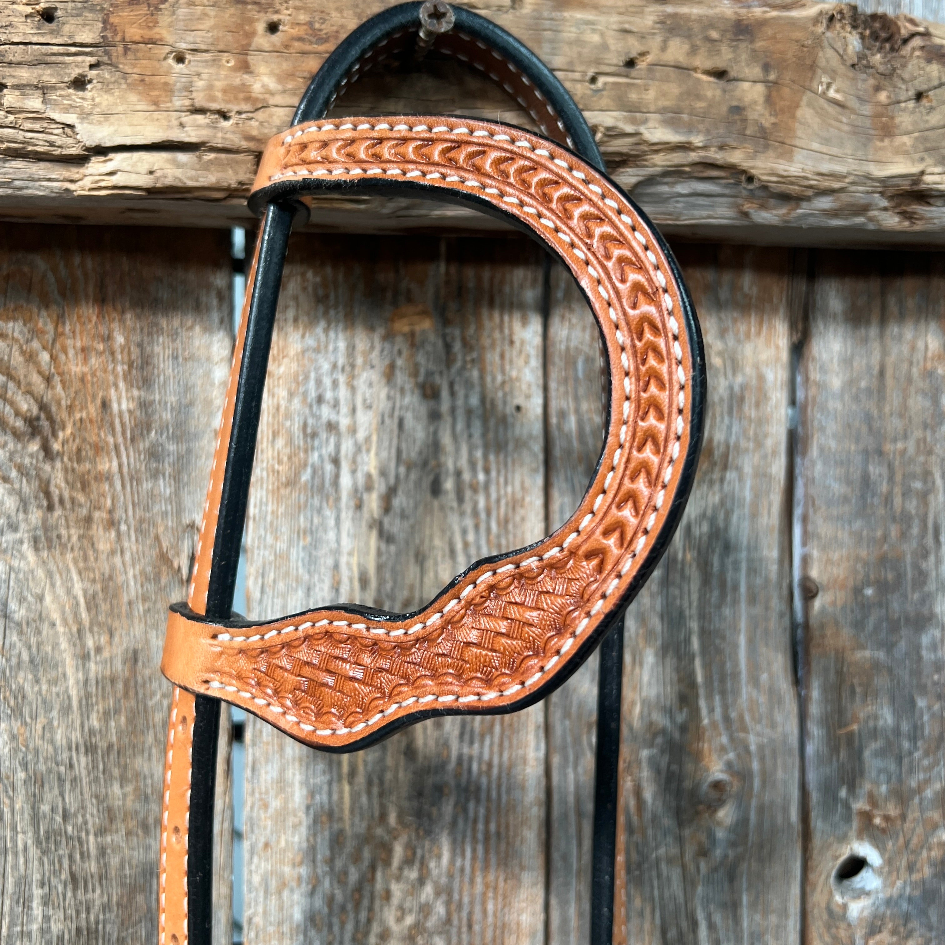 Basketweave Light Oil One Ear Headstall / Bridle