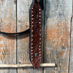 Medium Oil Floral Tooled Copper Buckstitching &  Dots Browband Headstall / Bridle