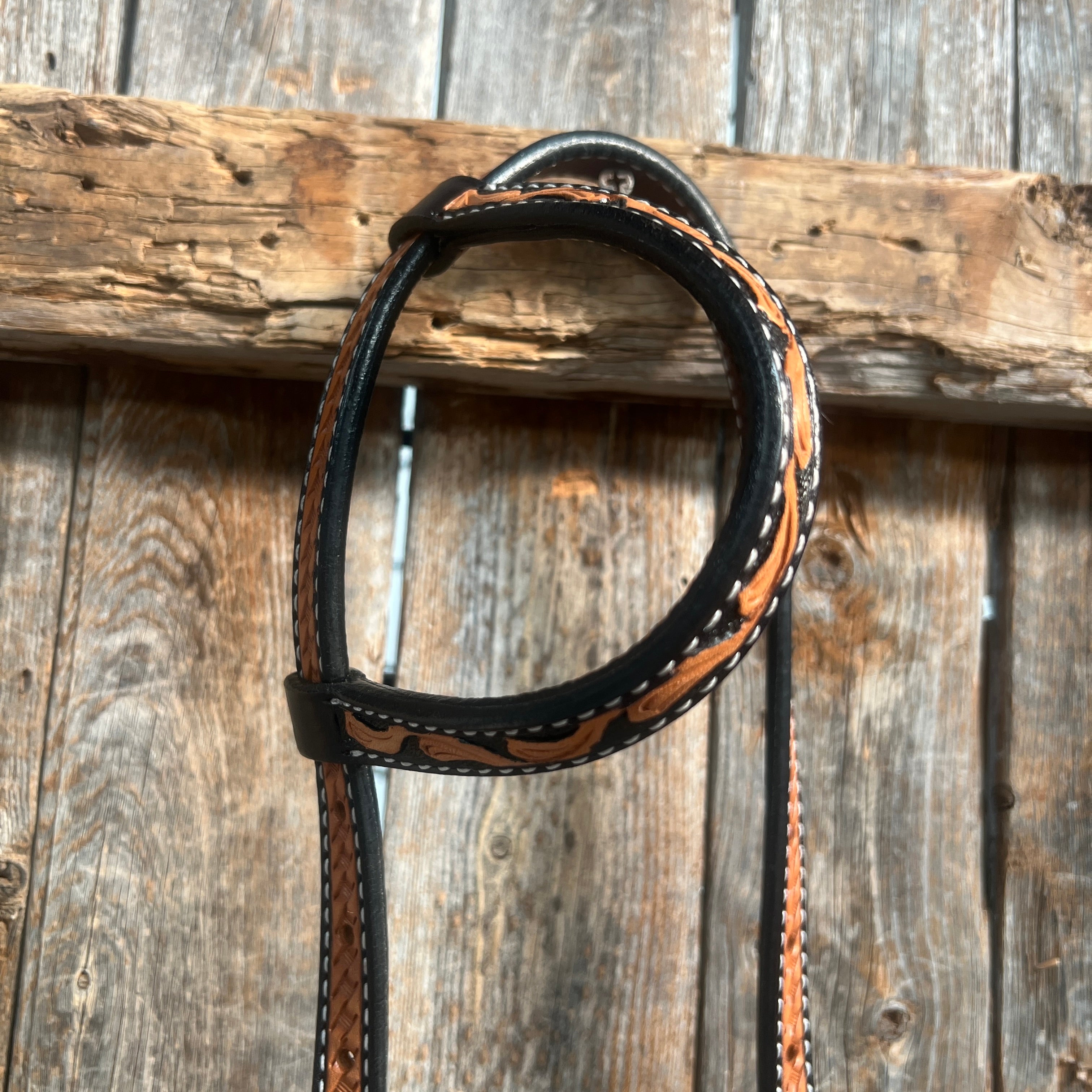 Basketweave - Leaf Scalloped Two Tone One Ear Headstall/Bridle #231871