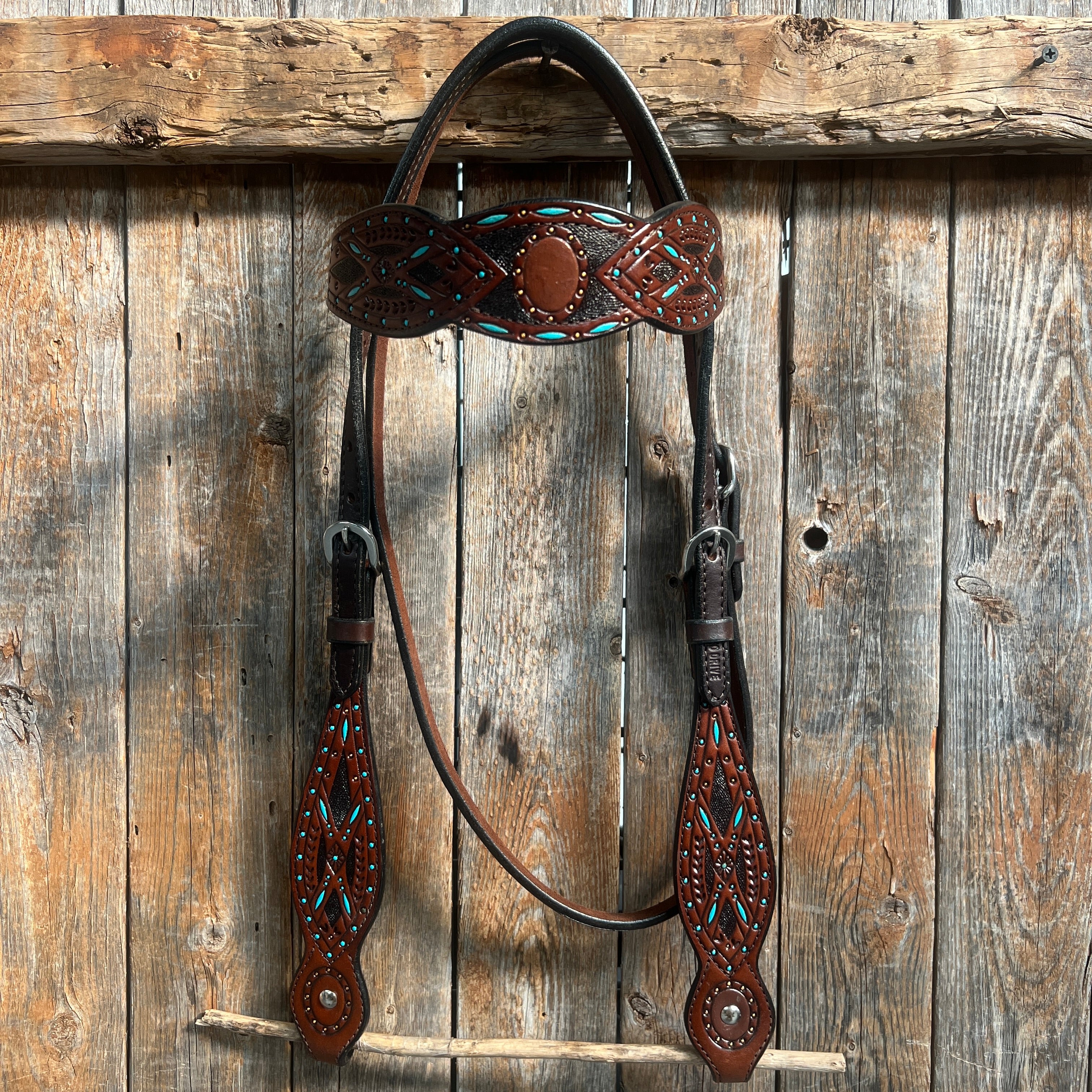 Hand Painted Two Tone Browband Headstall/Bridle #241913