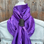 35X35" Solid Purple Wild Rag / Scarf WRS1 - Tooled Leather Wild Rag Slides - Assorted
