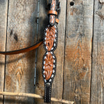 Floral Tooled Buckstitch Browband Headstall / Bridle