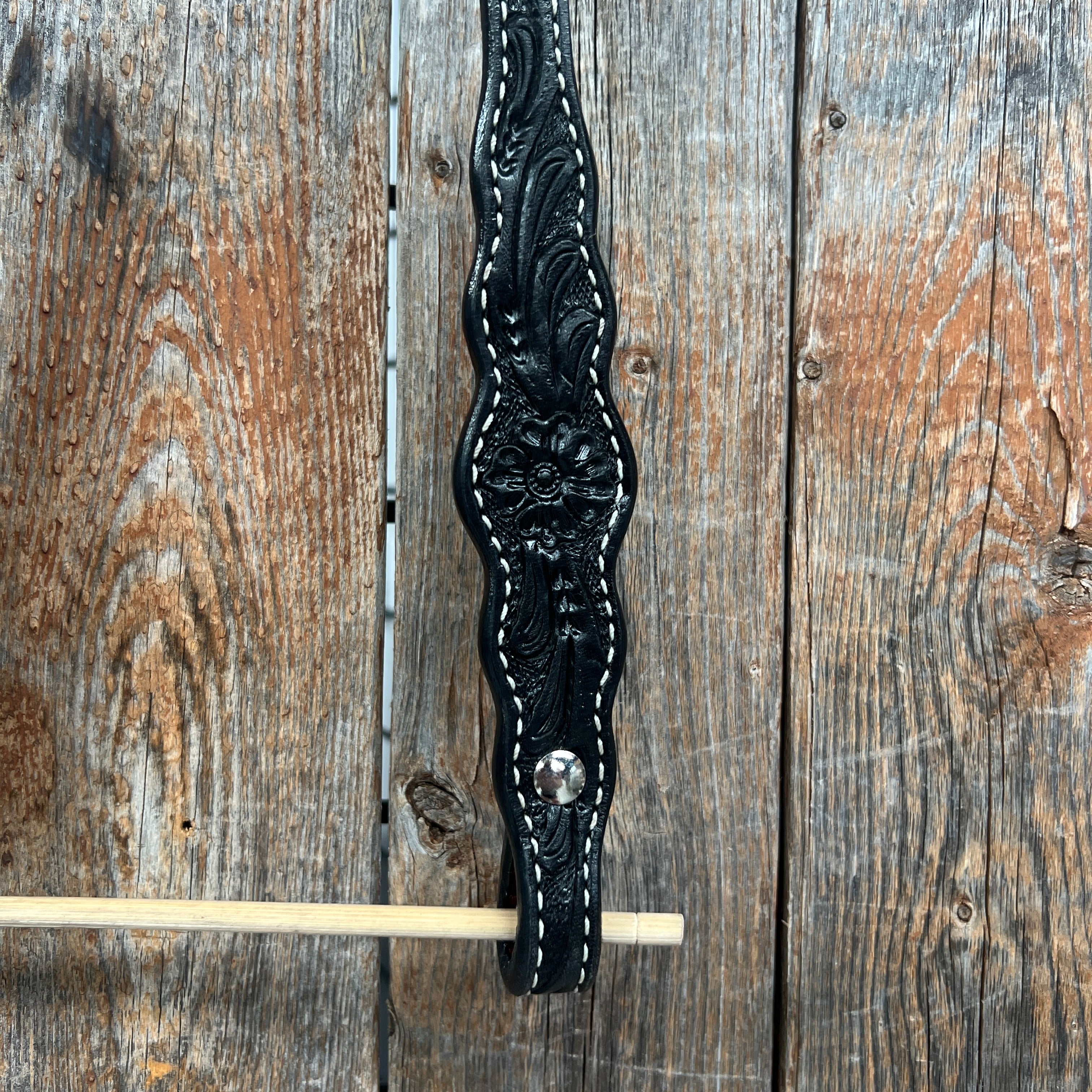 Floral Scalloped Black One Ear Headstall / Bridle