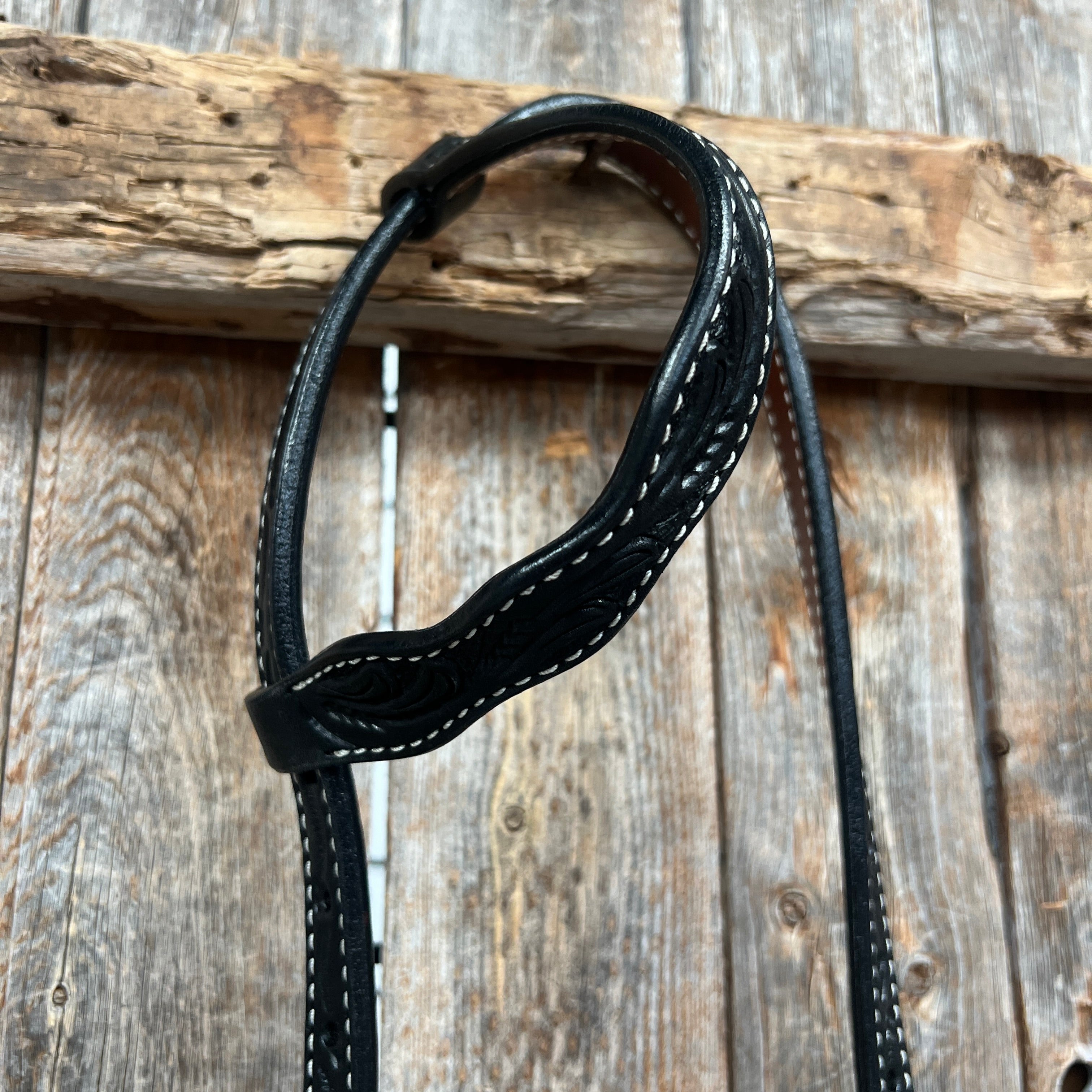 Floral Scalloped Black One Ear Headstall / Bridle