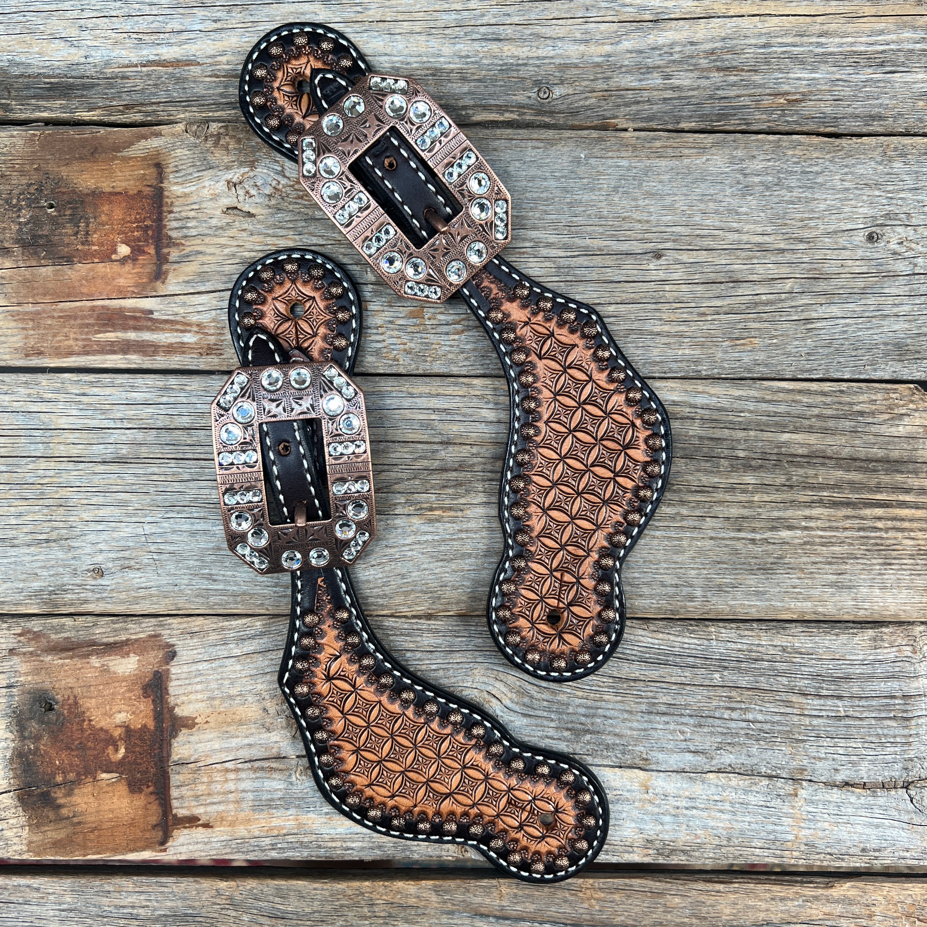 Copper Dot Honeycomb Clear Spur Straps  #SS127