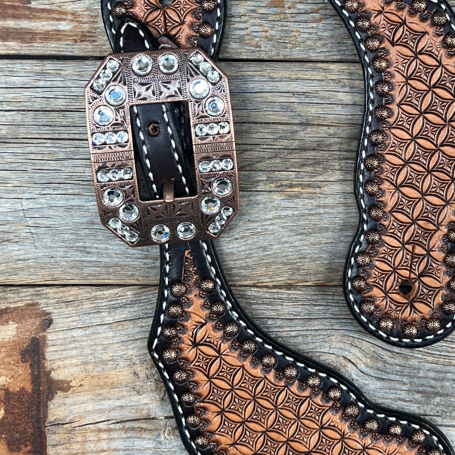 Copper Dot Honeycomb Clear Spur Straps  #SS127