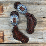Dark Oil Whipstitch Light Sapphire, Clear, Lilac Spur Straps #SS132