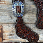 Dark Oil Whipstitch Light Sapphire, Clear, Lilac Spur Straps #SS132