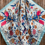 35X35" Blue Tulips and Lilies Wild Rag / Scarf WR1009