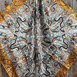 35X35" Golden, Green and Brown Paisley Wild Rag / Scarf WR1003