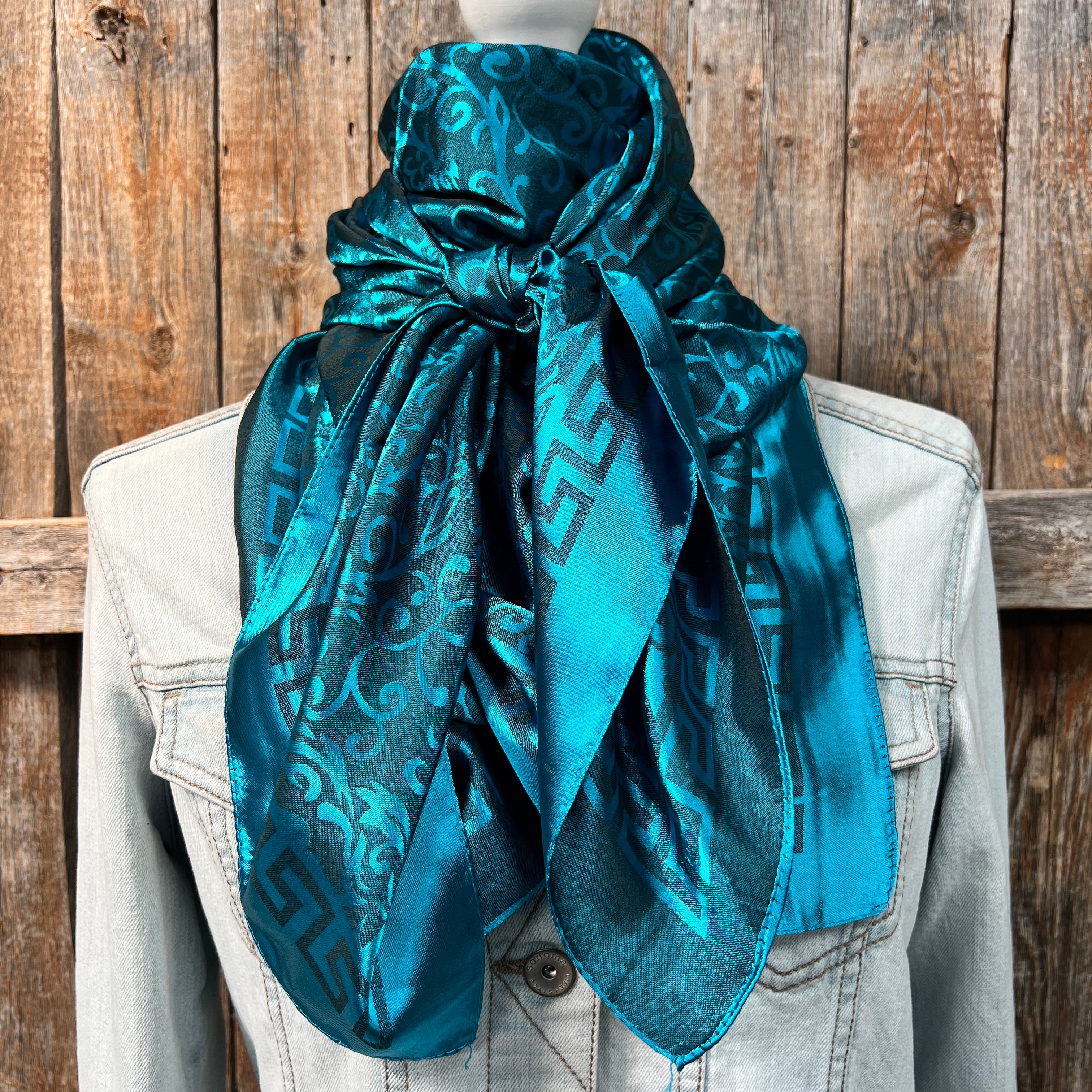 42X42"  Teal Jacquard XL Wild Rag / Scarf WR4202
