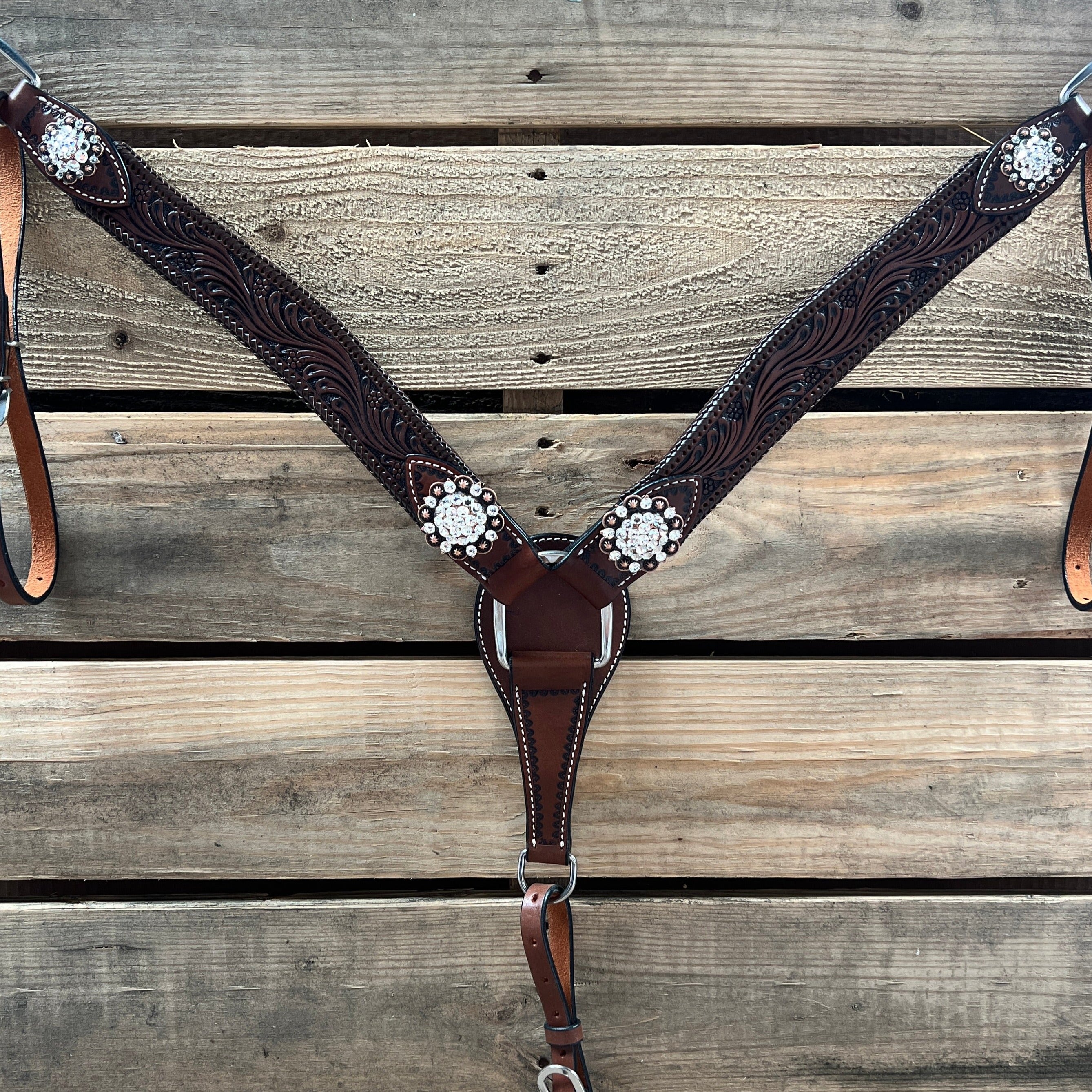 Dark Oil Braid Copper Clear Browband Tack Set  #BBBC609