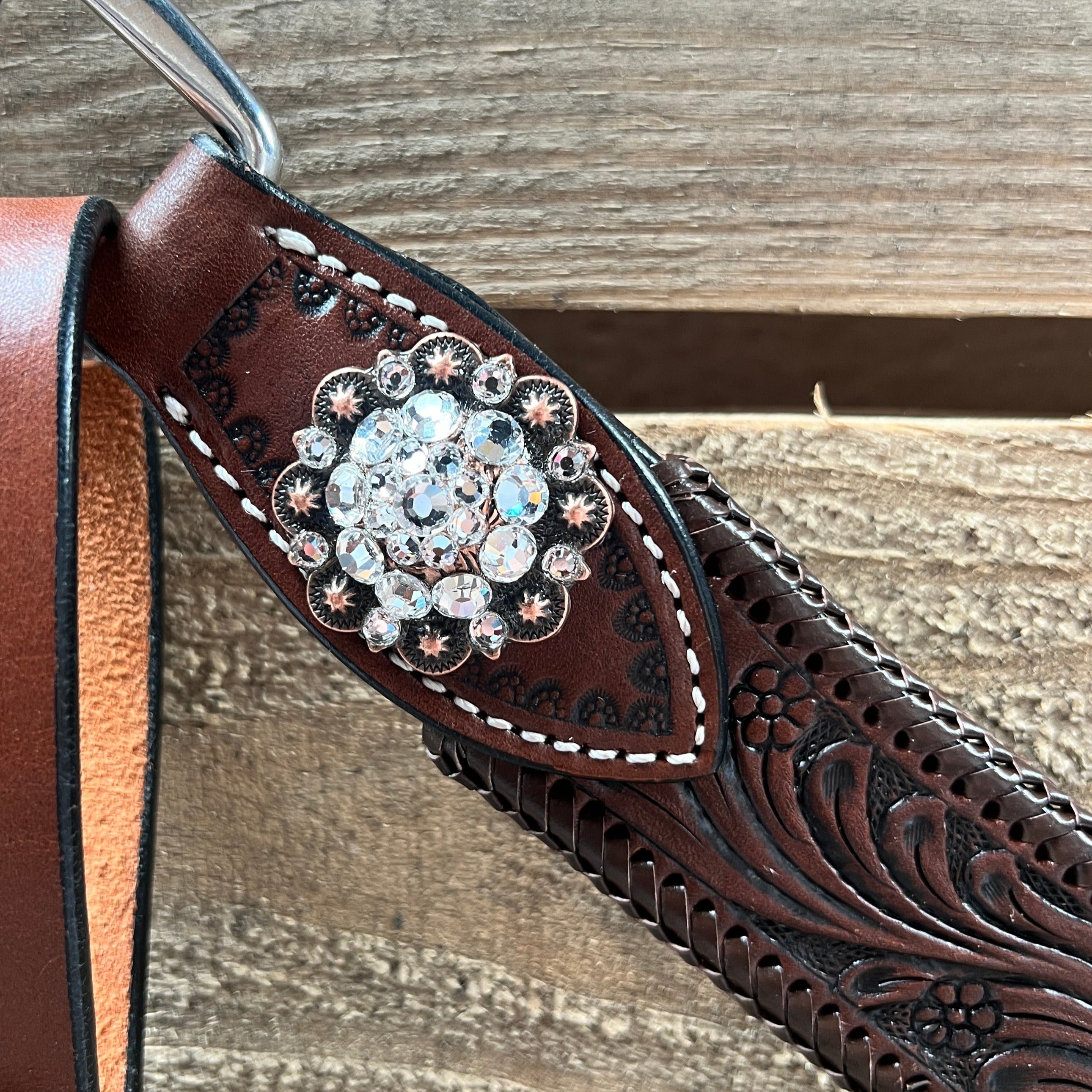 Dark Oil Braid Copper Clear Browband Tack Set  #BBBC609