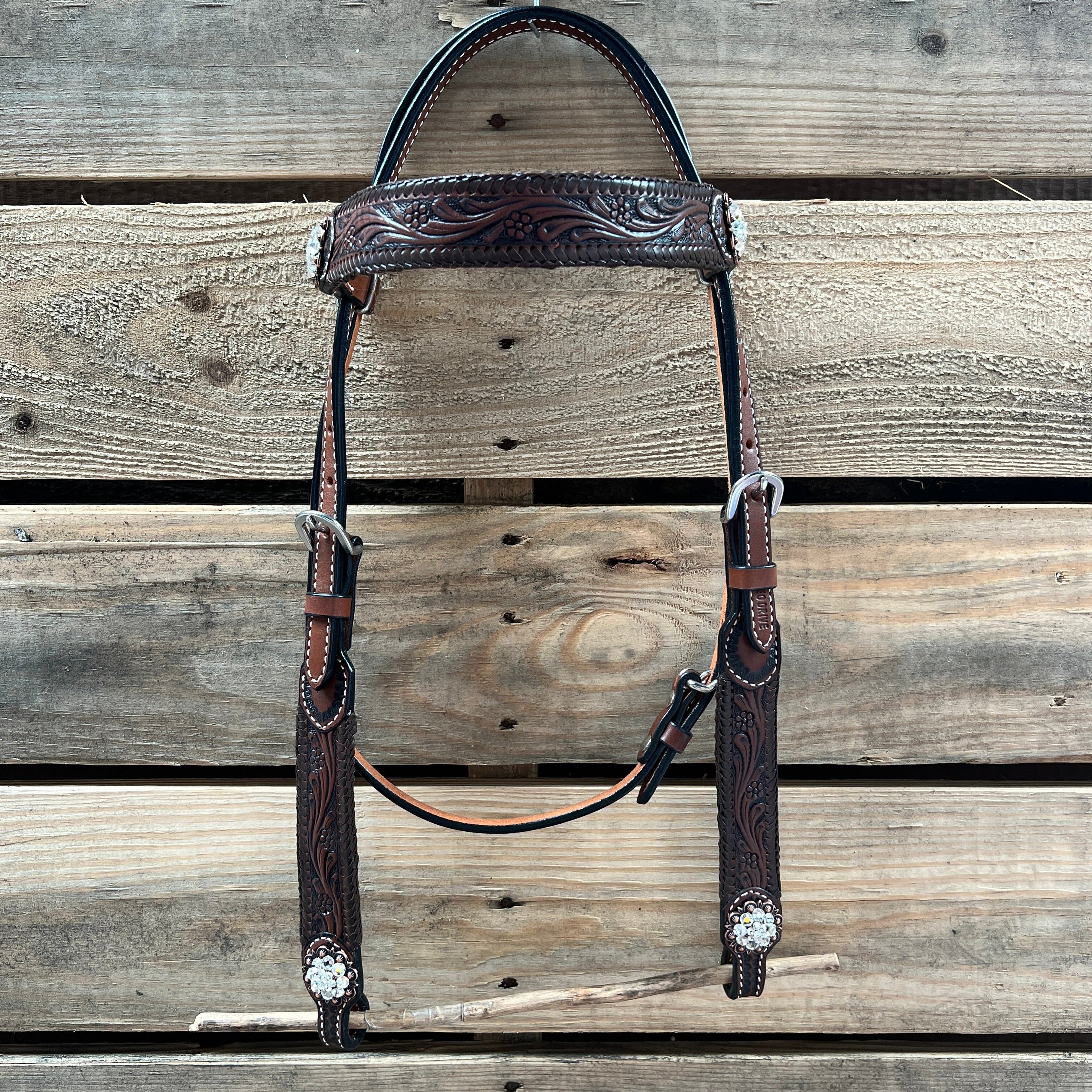 Dark Oil Braid Copper Clear Browband Tack Set  #BBBC609