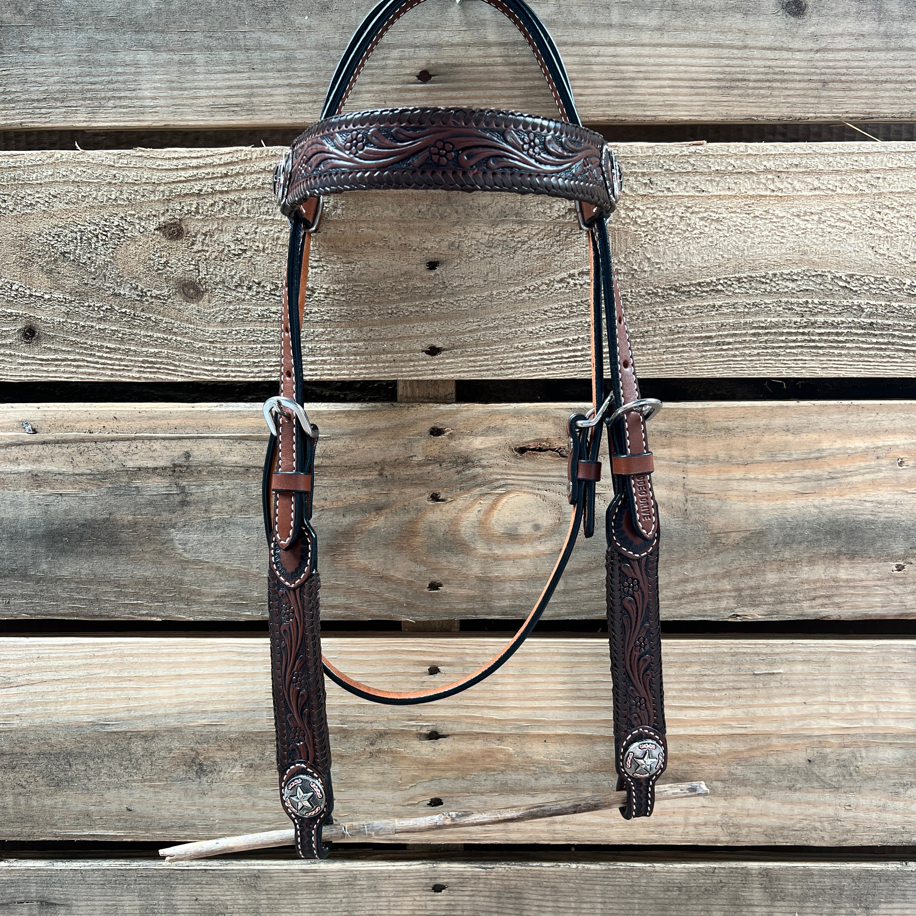 Dark Oil Braid Texas Star Browband Tack Set  #BBBC627