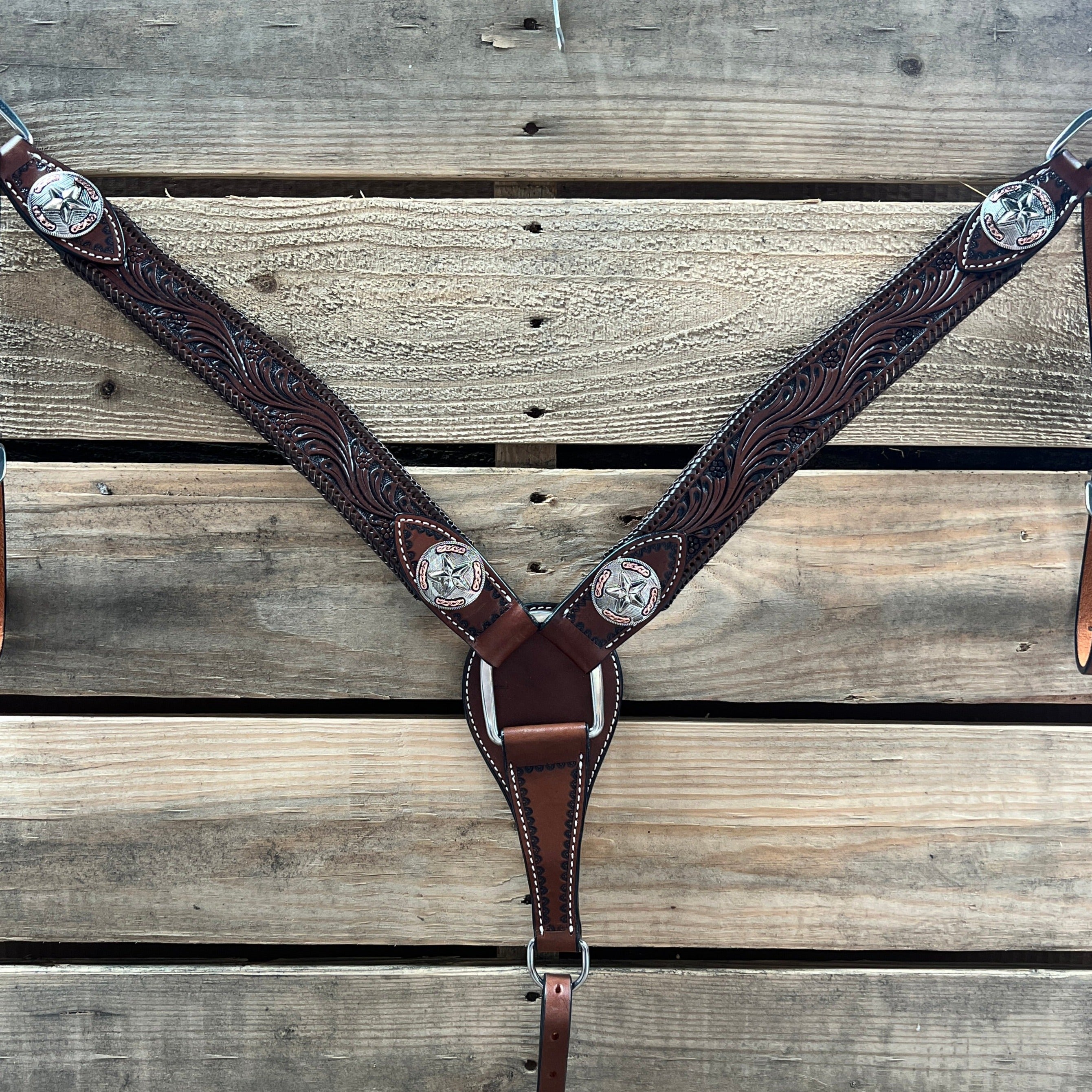 Dark Oil Braid Texas Star Browband Tack Set  #BBBC627