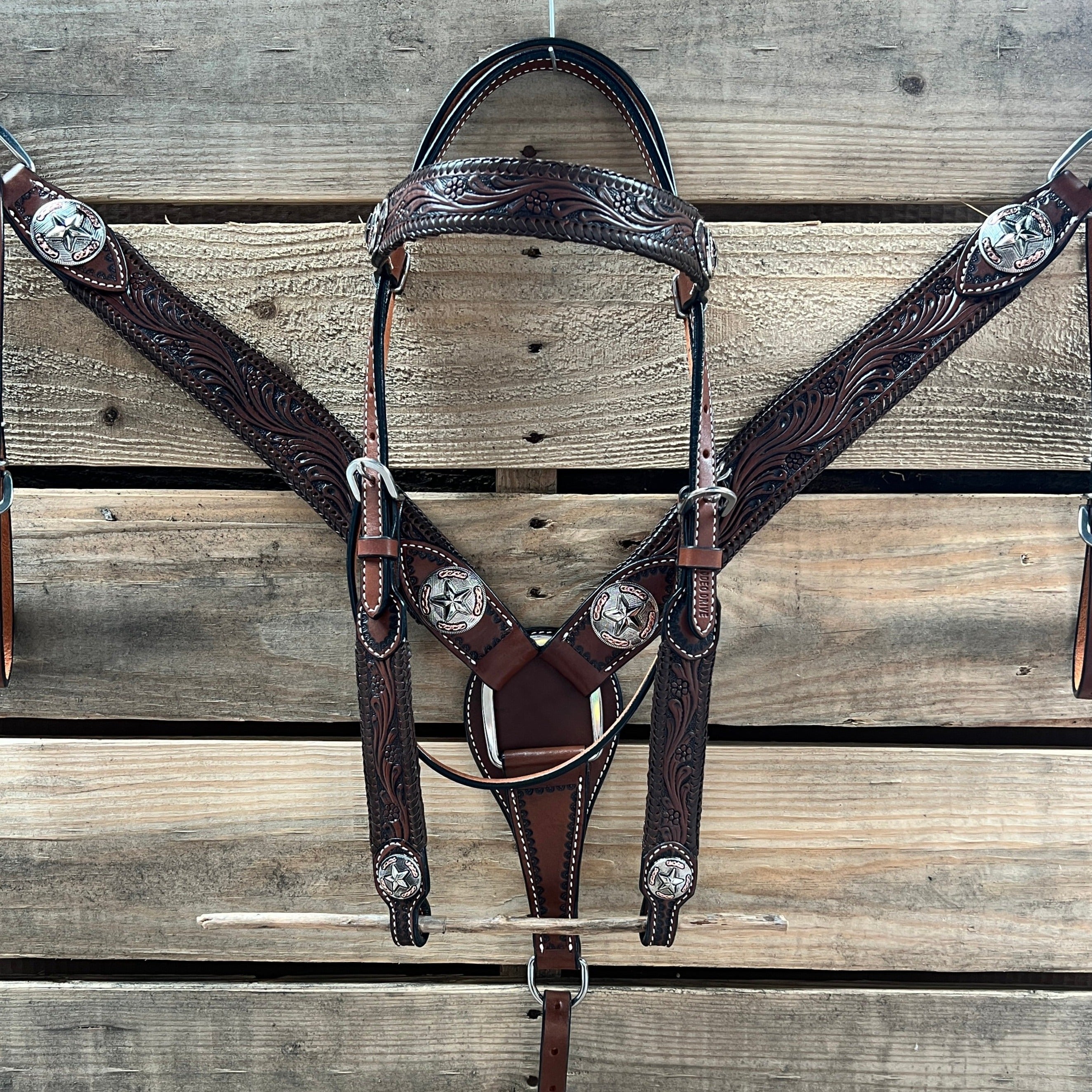 Dark Oil Braid Texas Star Browband Tack Set  #BBBC627